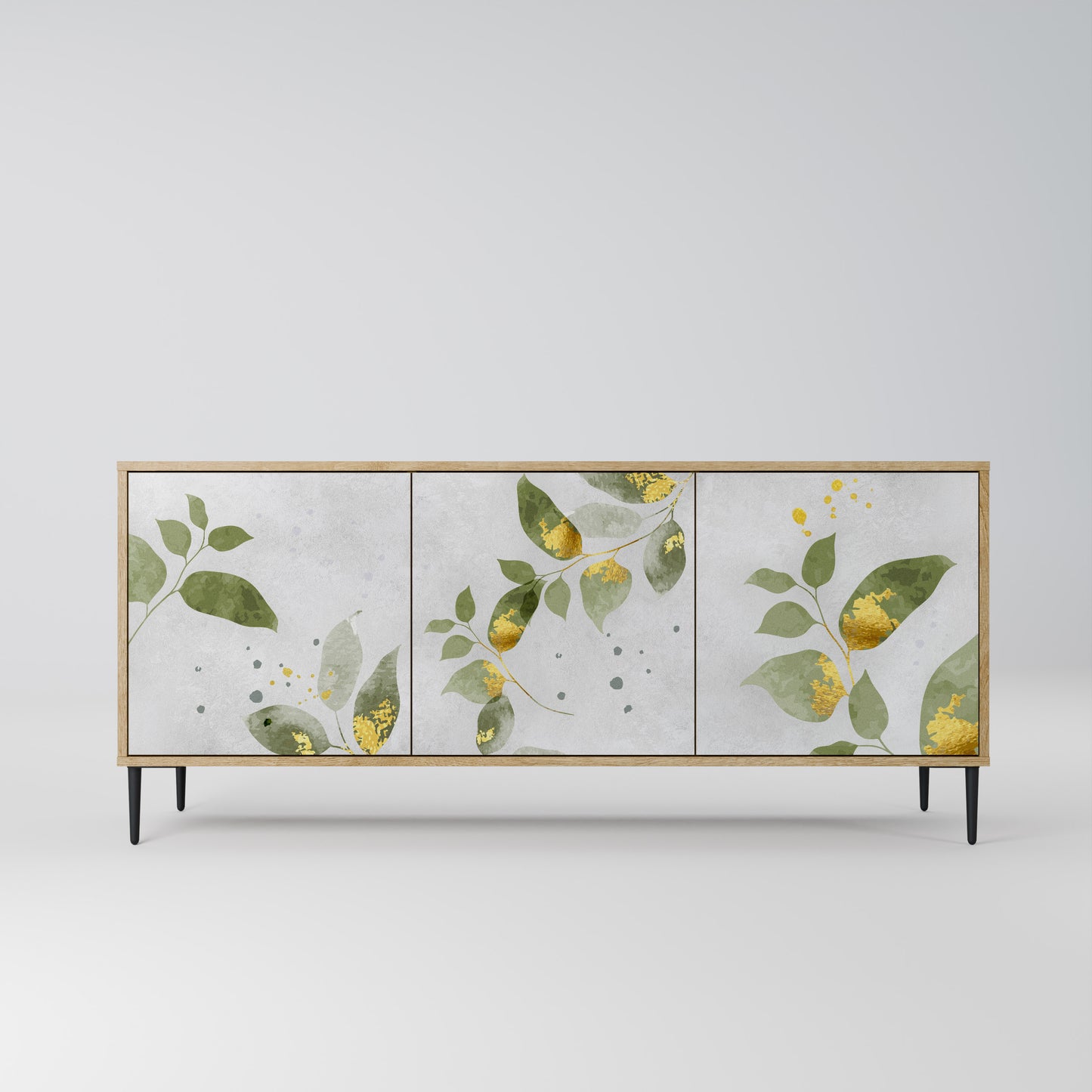Credenza a 3 ante ELEGANT BOTANICS in effetto rovere