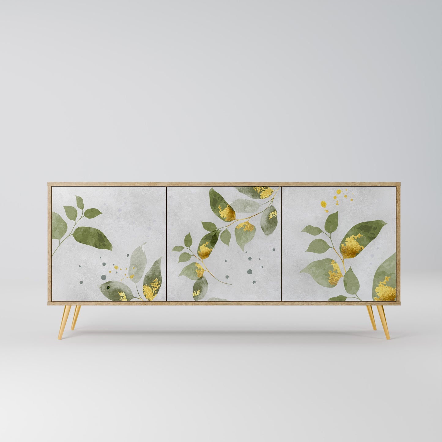 Credenza a 3 ante ELEGANT BOTANICS in effetto rovere