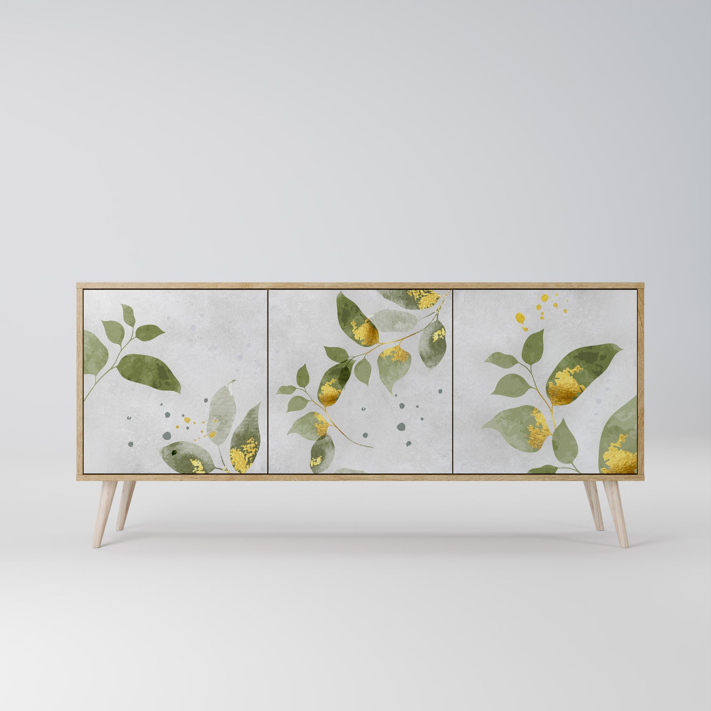 Credenza a 3 ante ELEGANT BOTANICS in effetto rovere