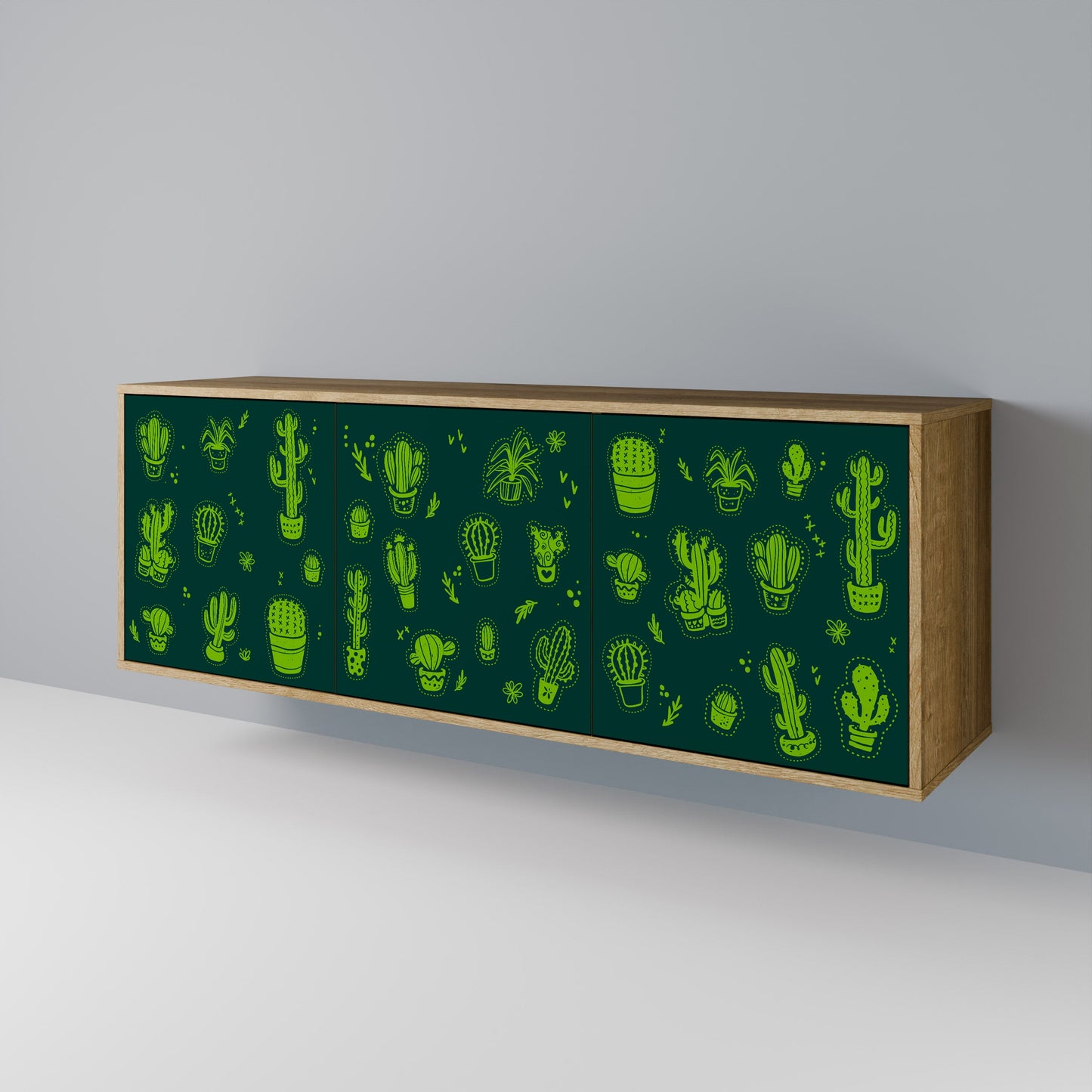 DESERT GREEN 3-Door Sideboard in Oak Effect