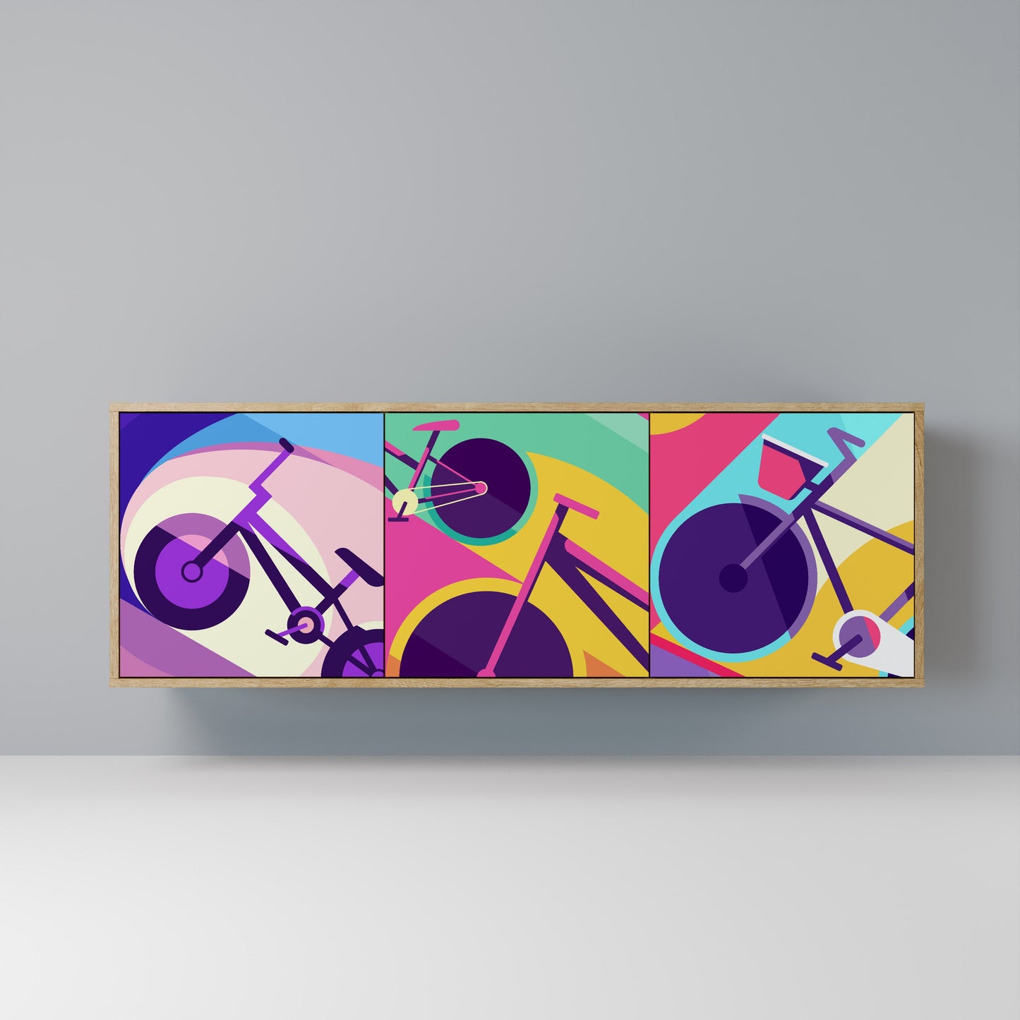 Credenza BIKE DREAMS a 3 ante effetto rovere