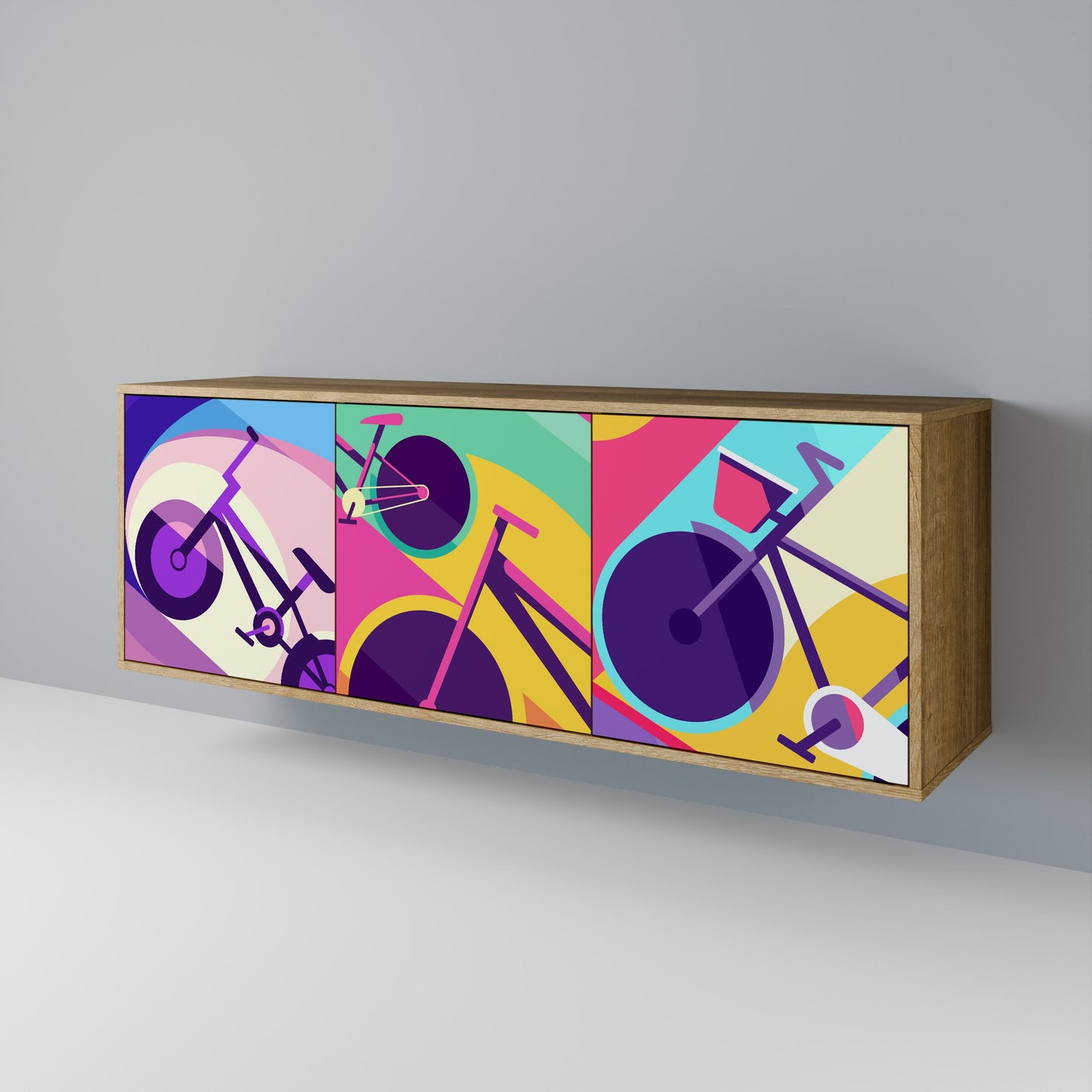 Credenza BIKE DREAMS a 3 ante effetto rovere