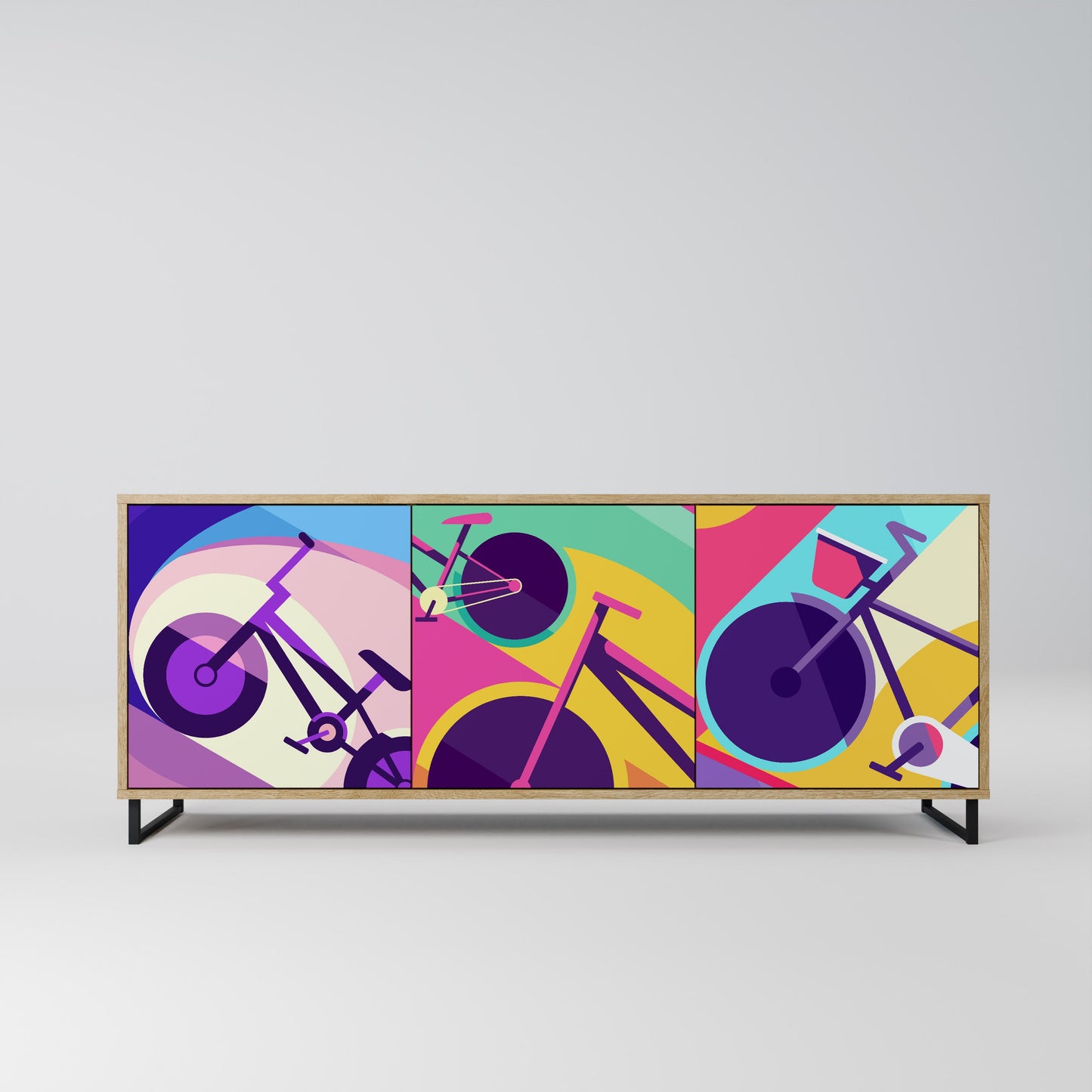 Credenza BIKE DREAMS a 3 ante effetto rovere