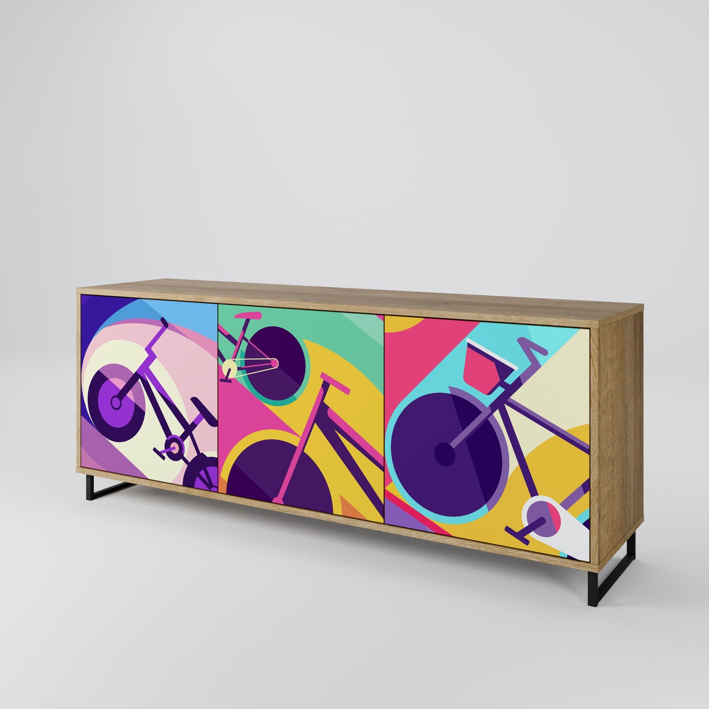Credenza BIKE DREAMS a 3 ante effetto rovere