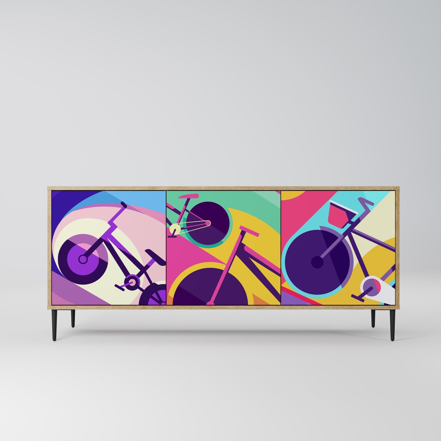 Credenza BIKE DREAMS a 3 ante effetto rovere