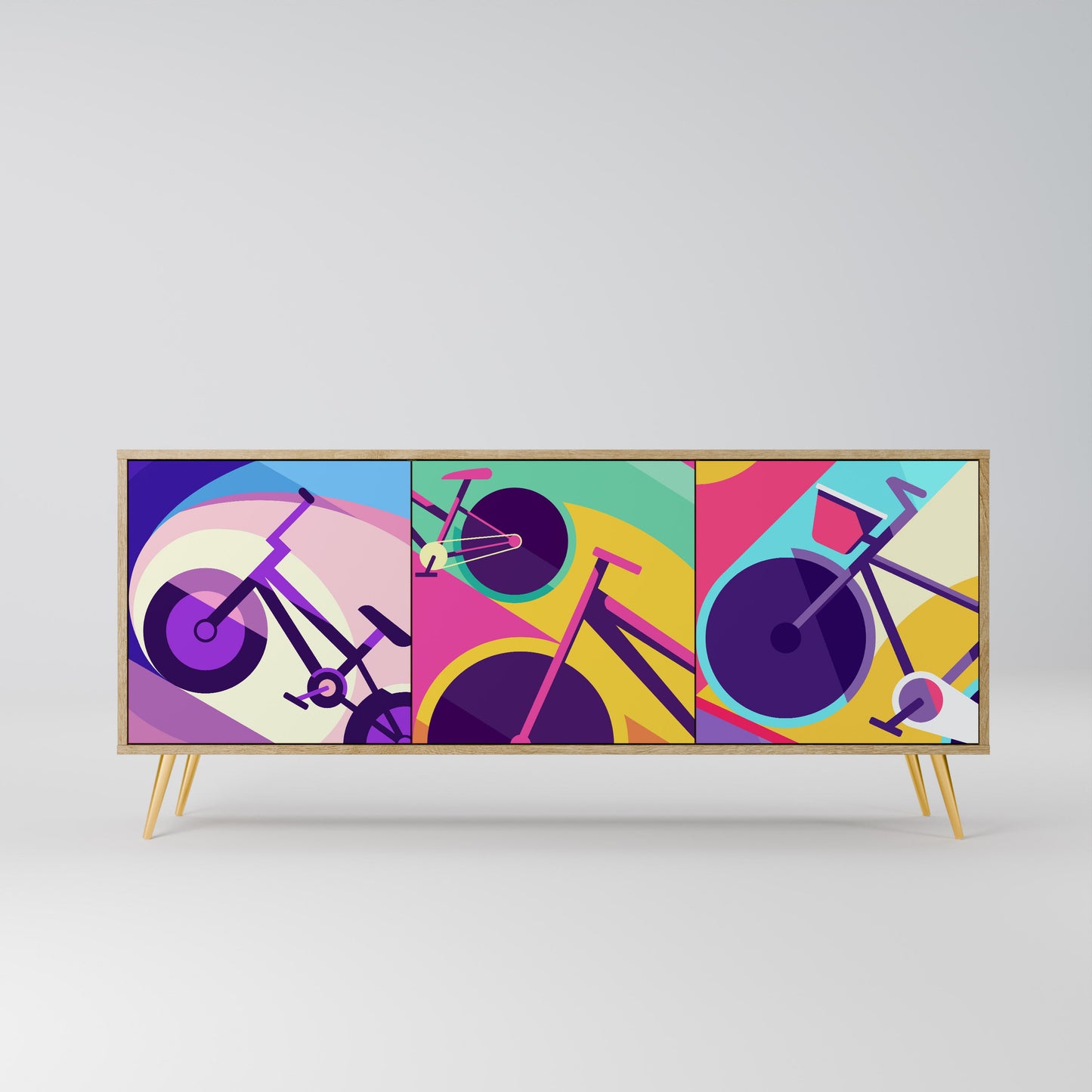 Credenza BIKE DREAMS a 3 ante effetto rovere