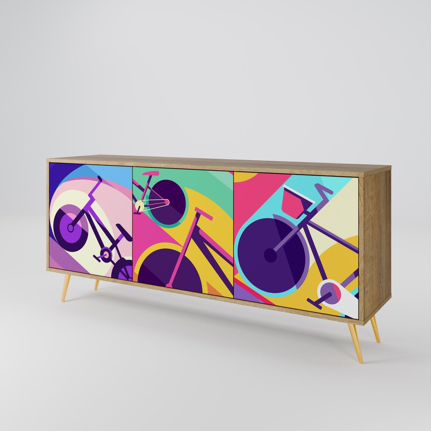 Credenza BIKE DREAMS a 3 ante effetto rovere