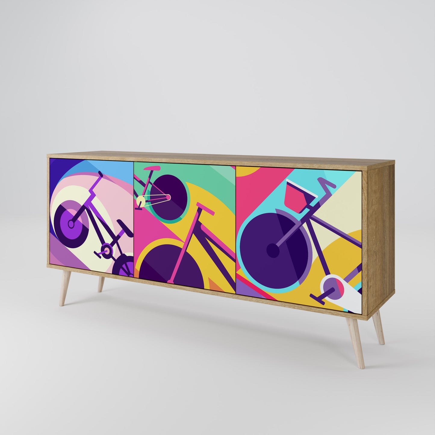 Credenza BIKE DREAMS a 3 ante effetto rovere