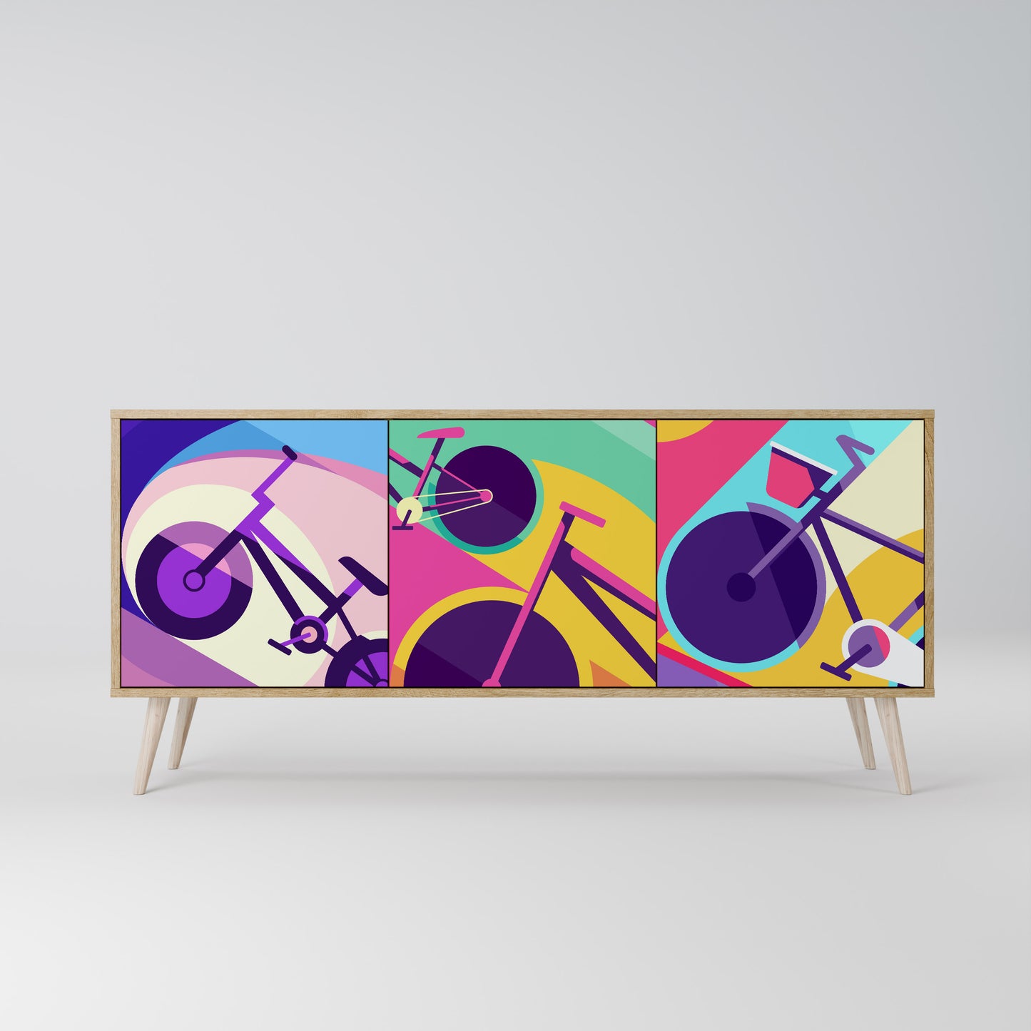 Credenza BIKE DREAMS a 3 ante effetto rovere