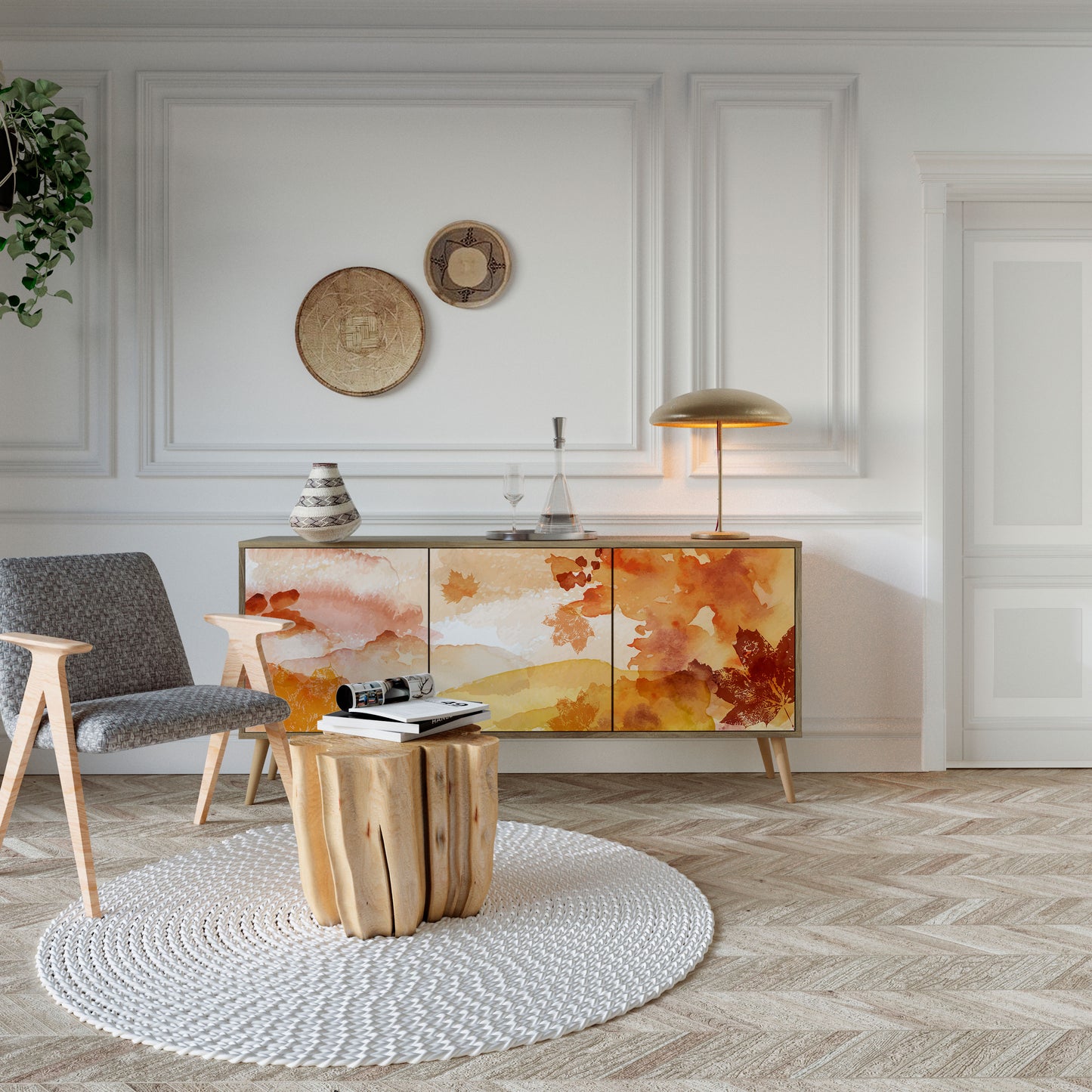 TRACES OF AUTUMN 3-Door Sideboard in Oak Effect