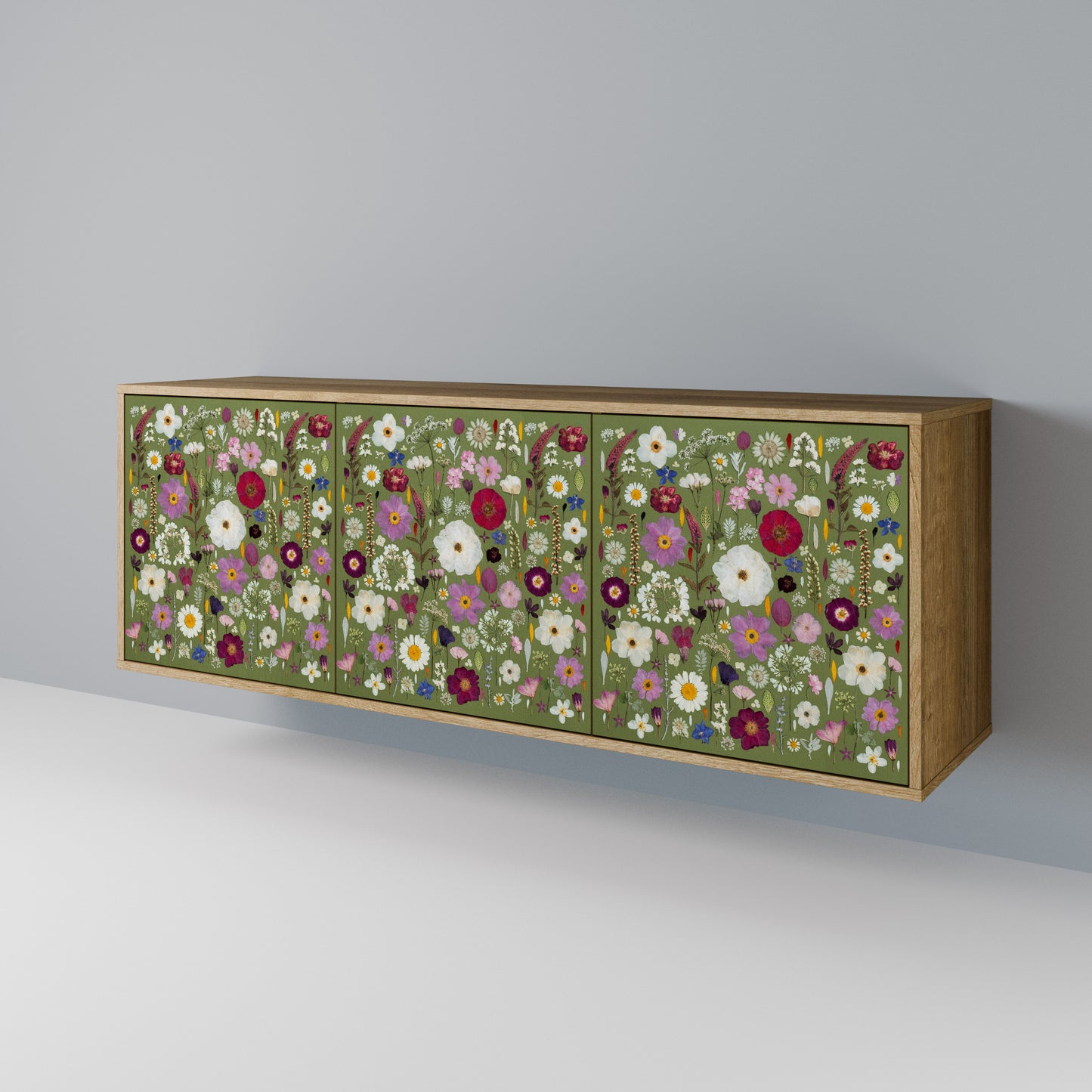 WILD GARDEN Madia a 3 Ante in Effetto Rovere