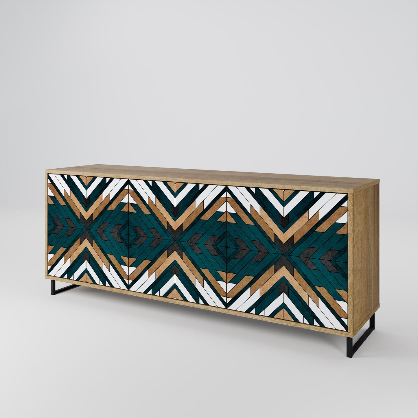 ARTISTIC GEOMETRY 3-Door Sideboard in Oak Effect