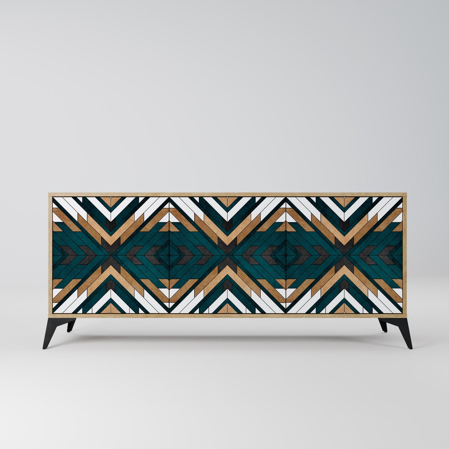 ARTISTIC GEOMETRY 3-Door Sideboard in Oak Effect