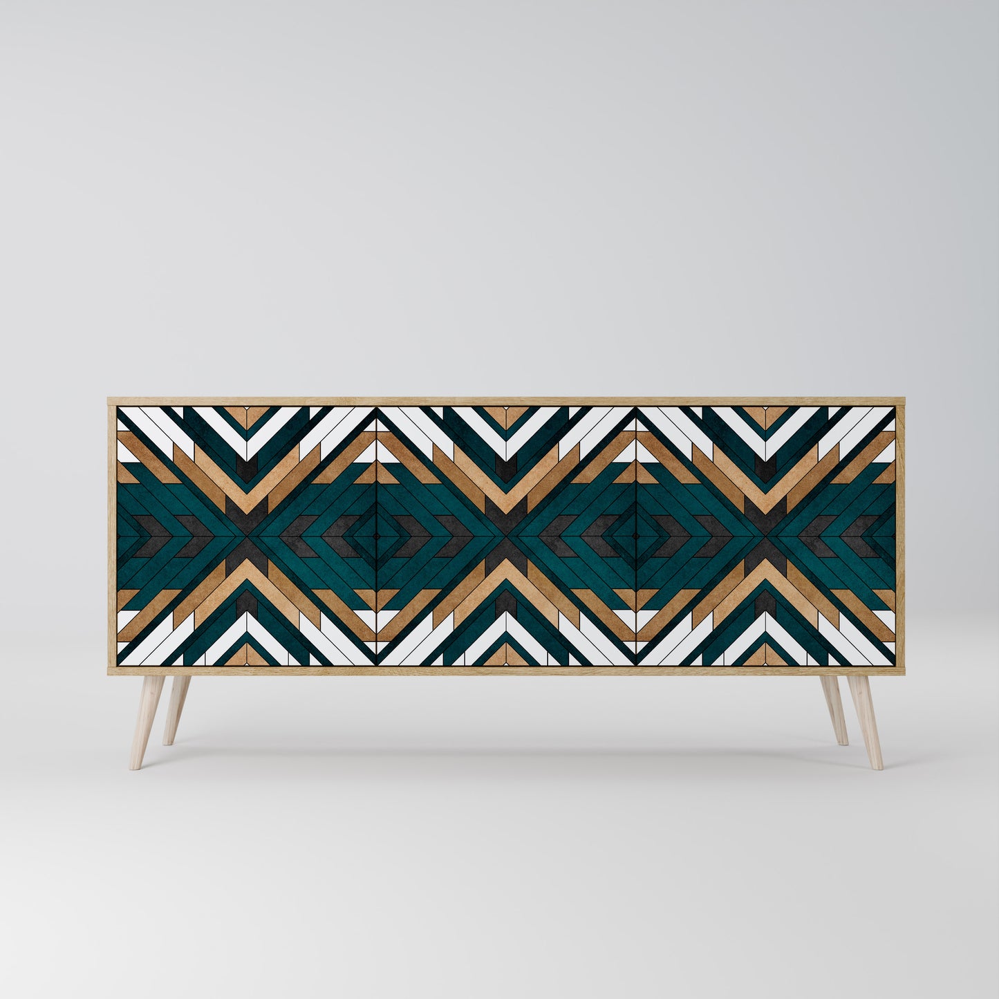 ARTISTIC GEOMETRY 3-Door Sideboard in Oak Effect