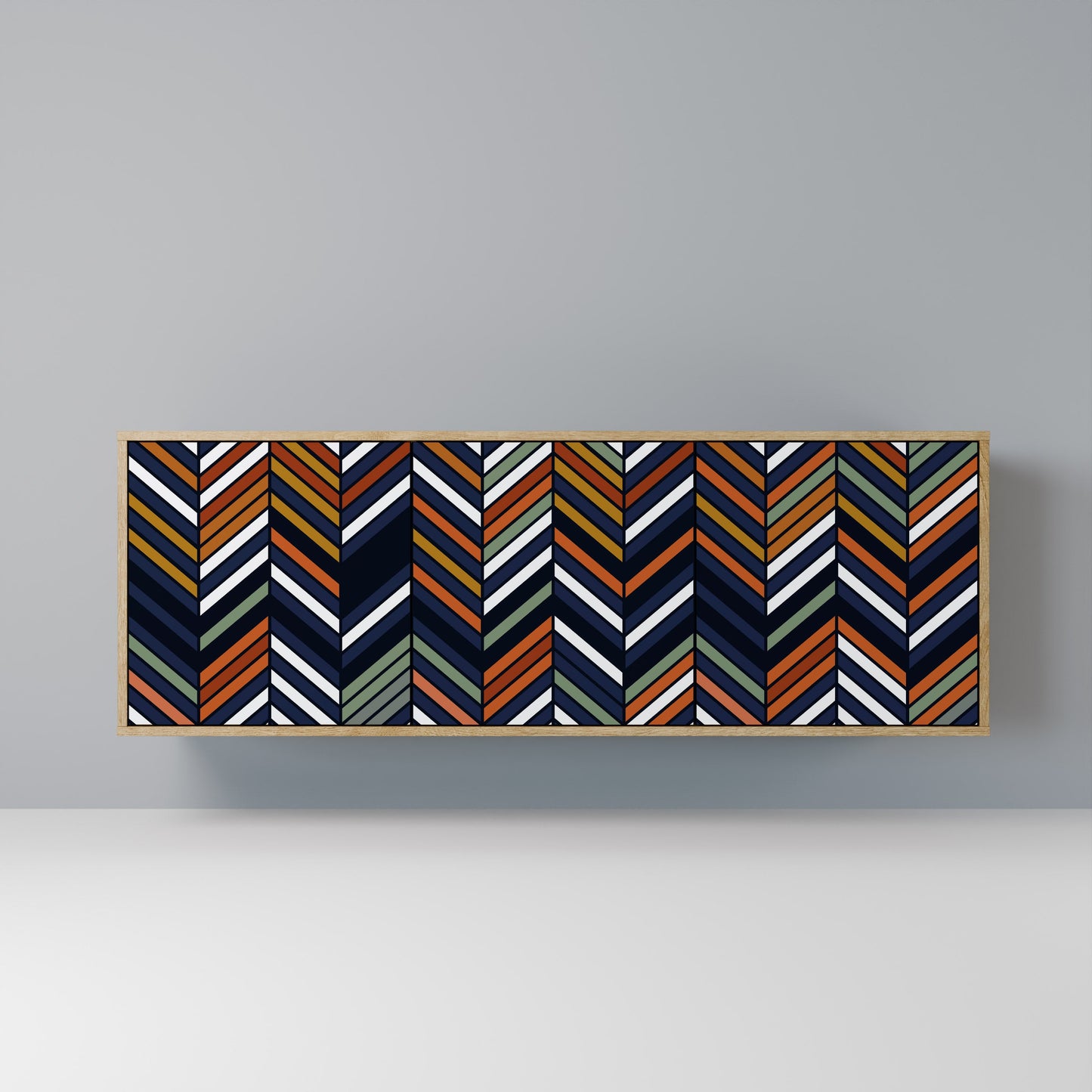 Credenza VIBRANT PATCHWORK a 3 ante in effetto rovere