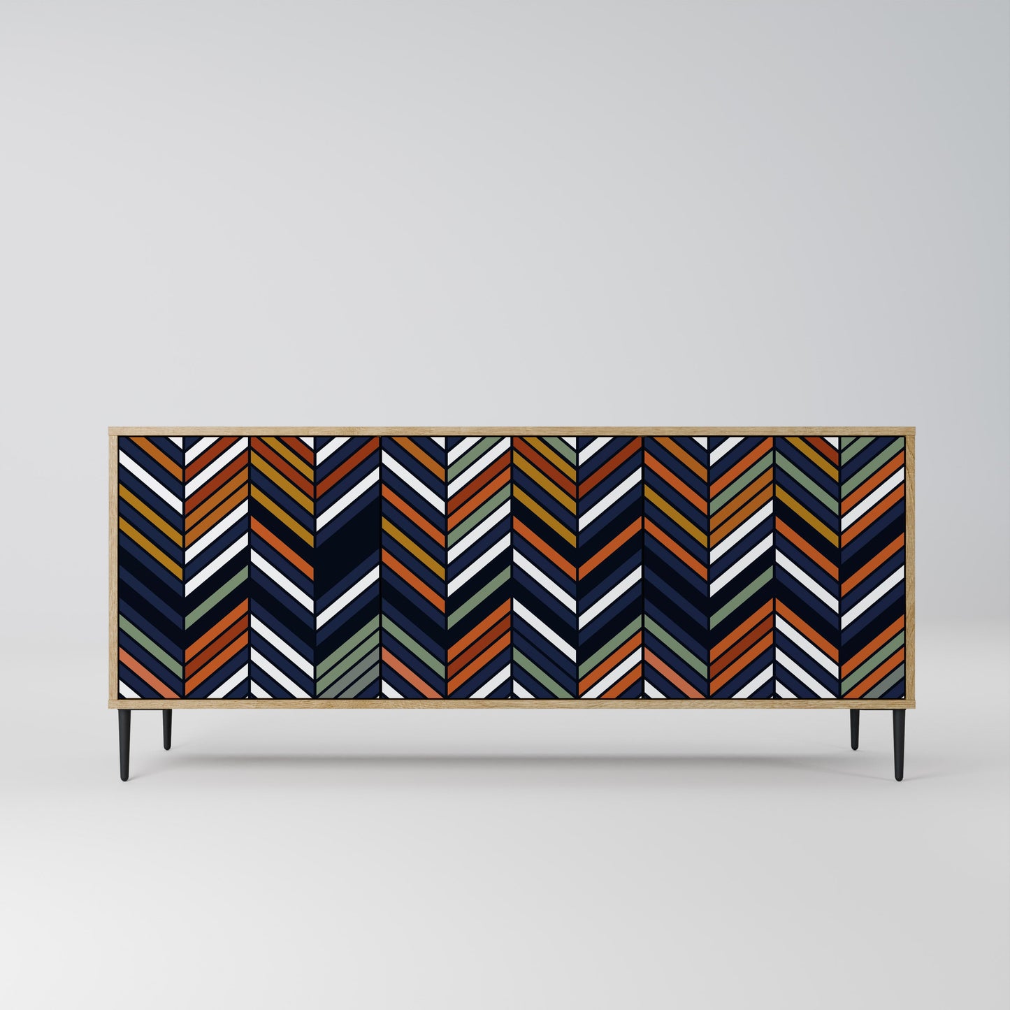 Credenza VIBRANT PATCHWORK a 3 ante in effetto rovere