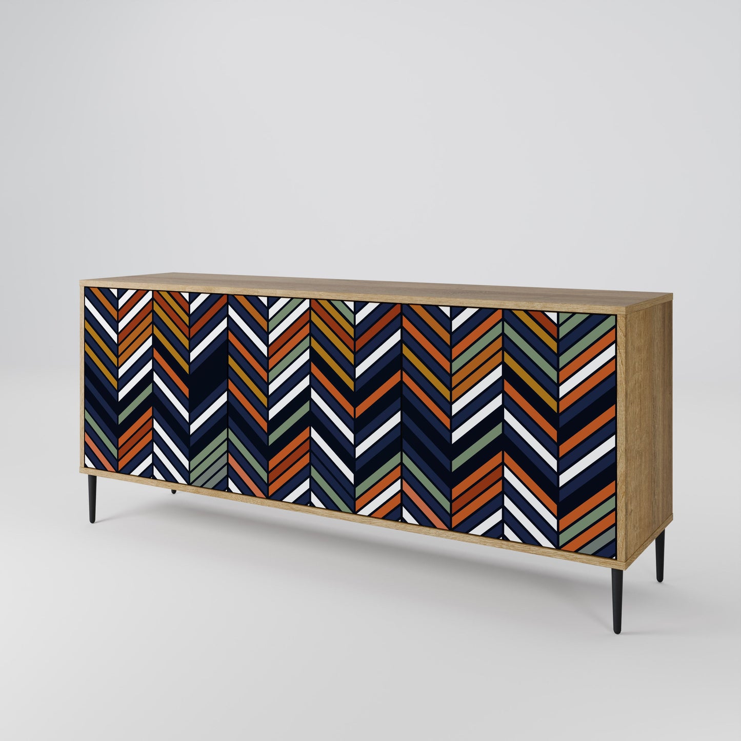 Credenza VIBRANT PATCHWORK a 3 ante in effetto rovere