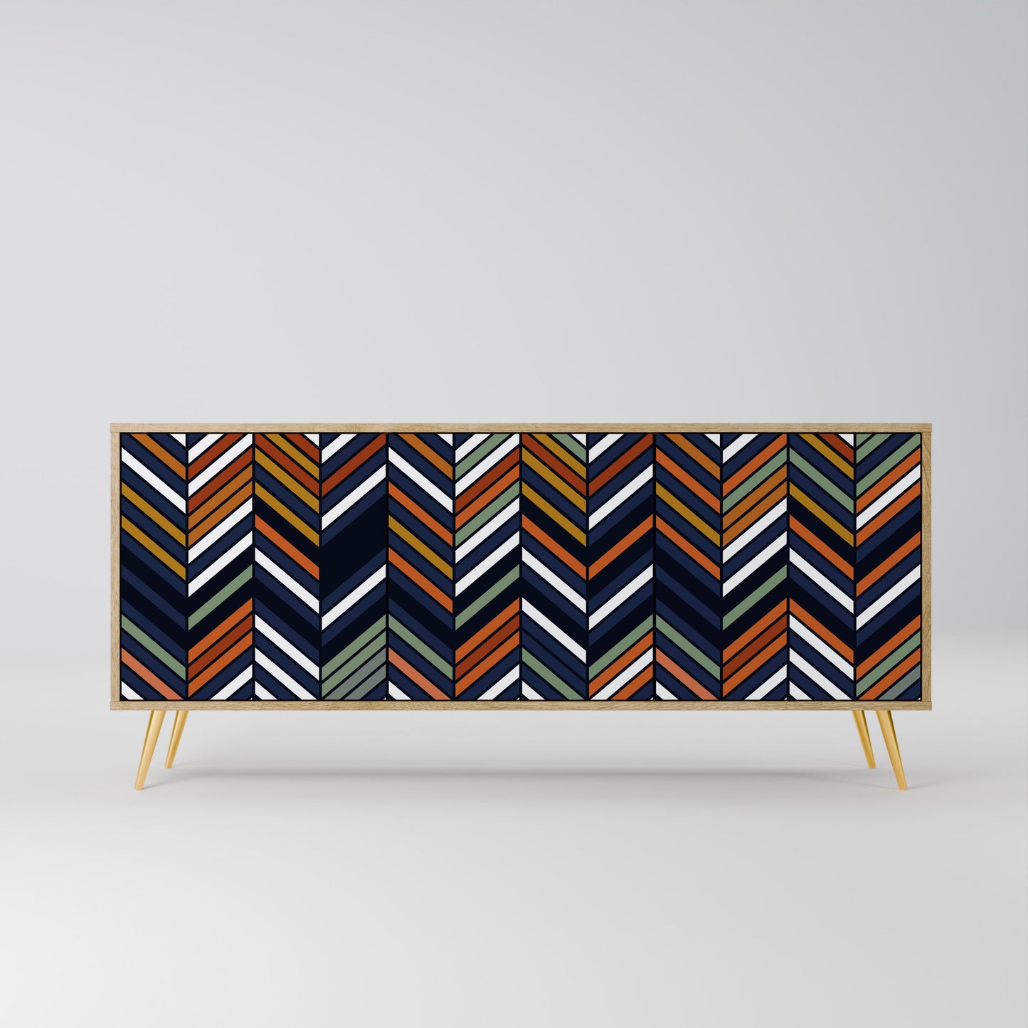 Credenza VIBRANT PATCHWORK a 3 ante in effetto rovere
