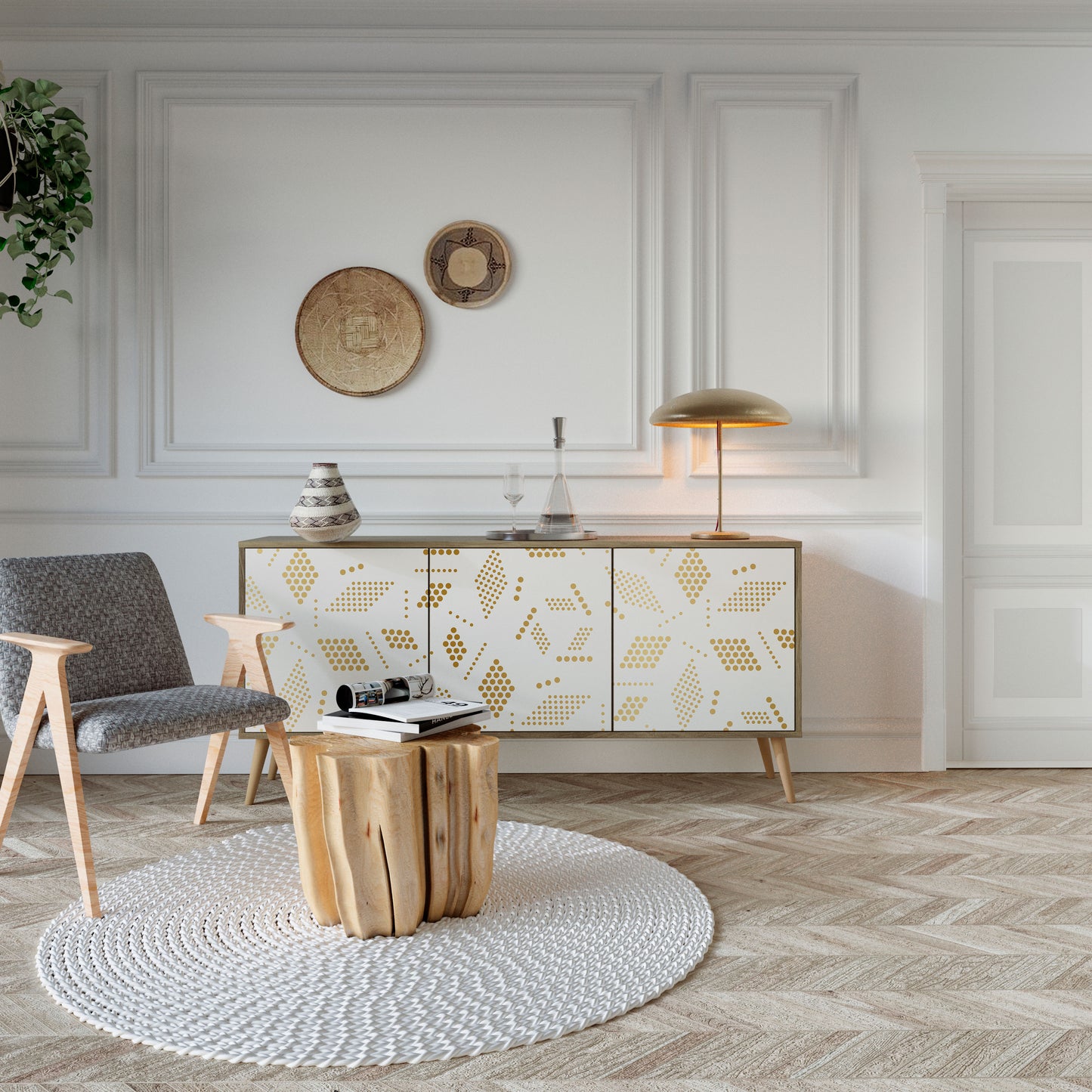 Credenza SPOTTED DAZE a 3 ante effetto rovere