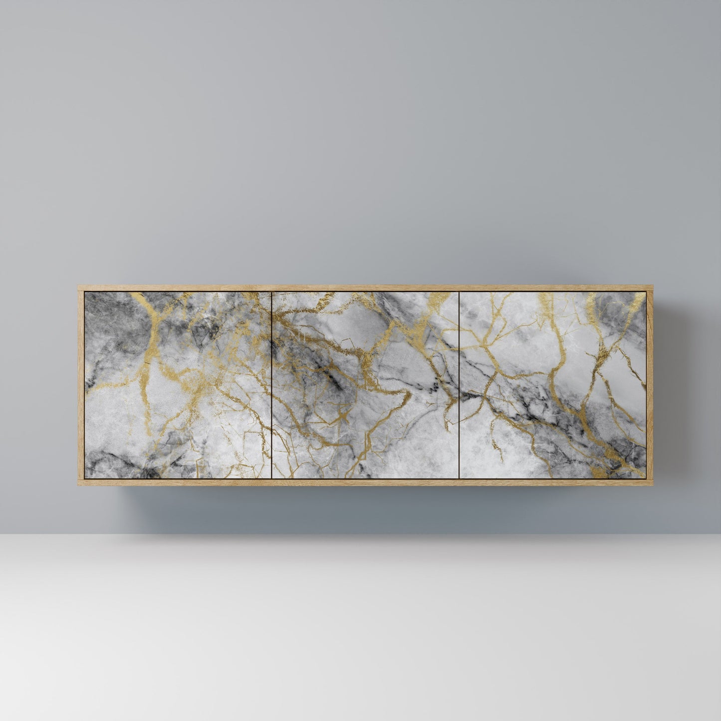 Credenza TIMELESS GLIDE a 3 ante in effetto rovere