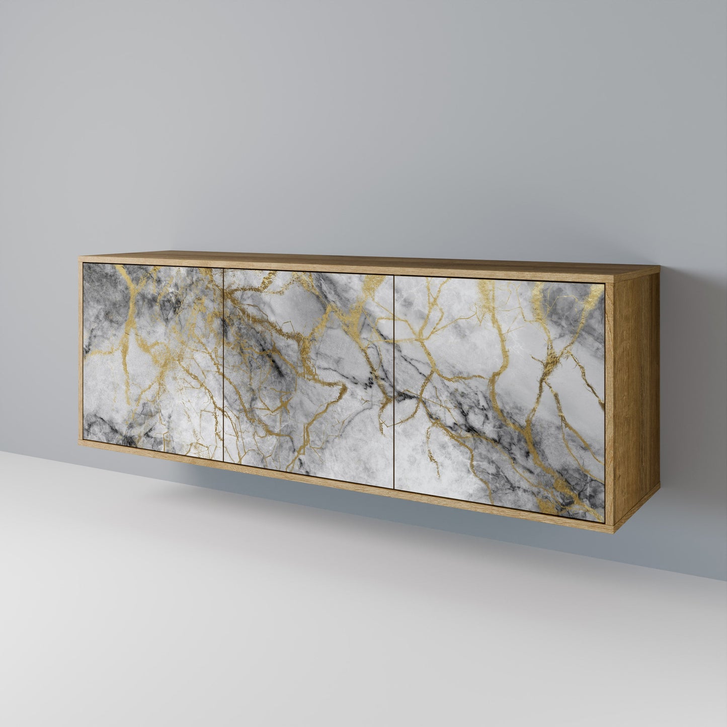 Credenza TIMELESS GLIDE a 3 ante in effetto rovere