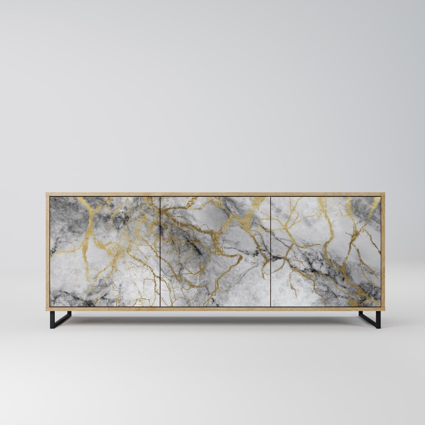 Credenza TIMELESS GLIDE a 3 ante in effetto rovere