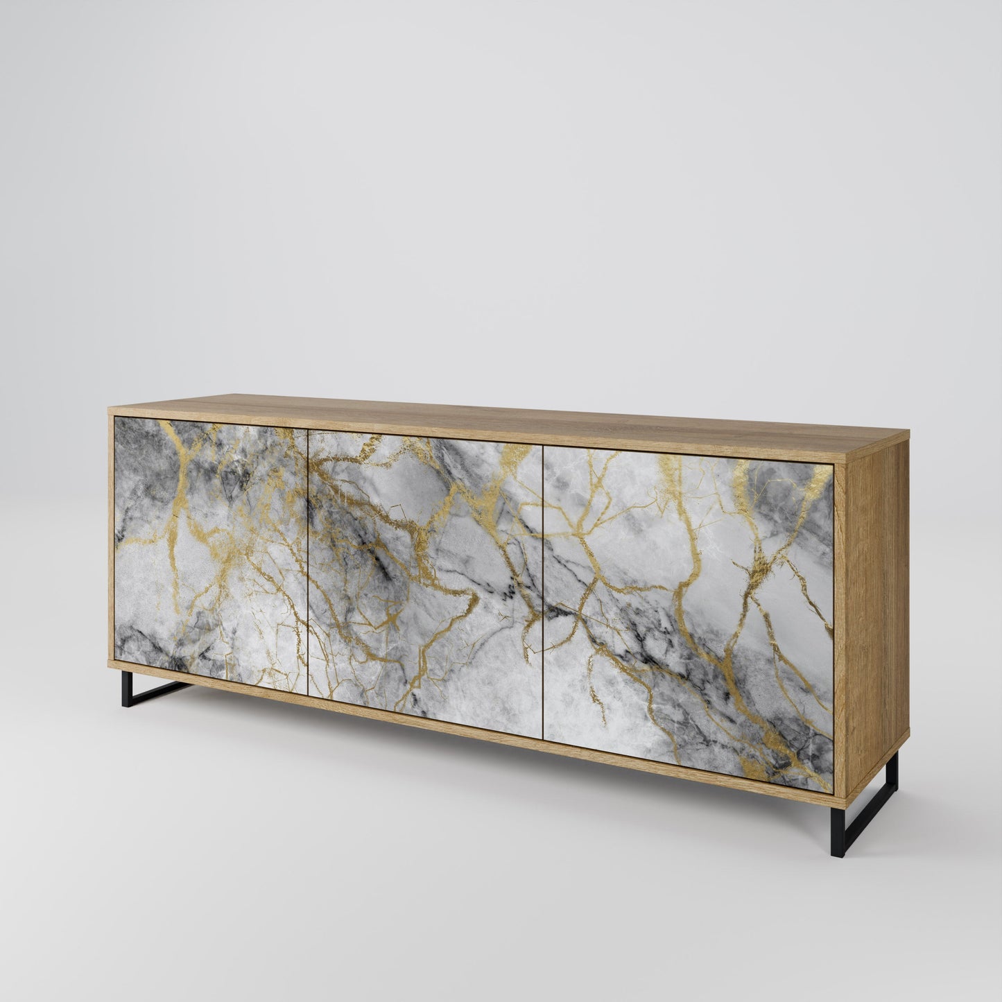 Credenza TIMELESS GLIDE a 3 ante in effetto rovere