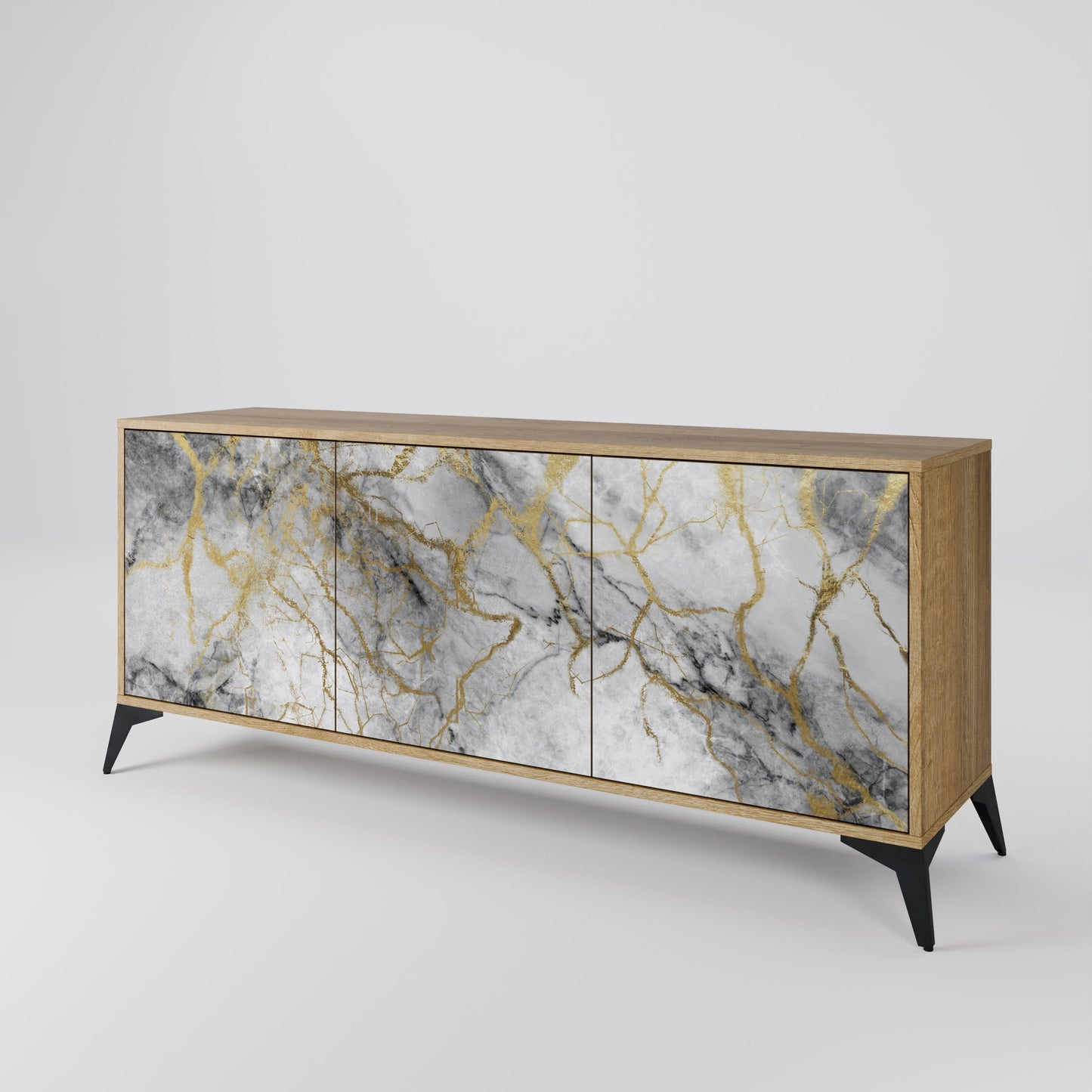 Credenza TIMELESS GLIDE a 3 ante in effetto rovere