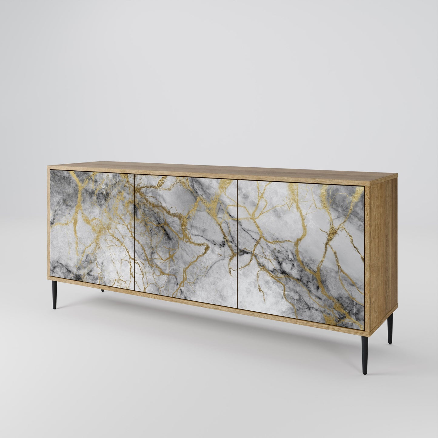 Credenza TIMELESS GLIDE a 3 ante in effetto rovere