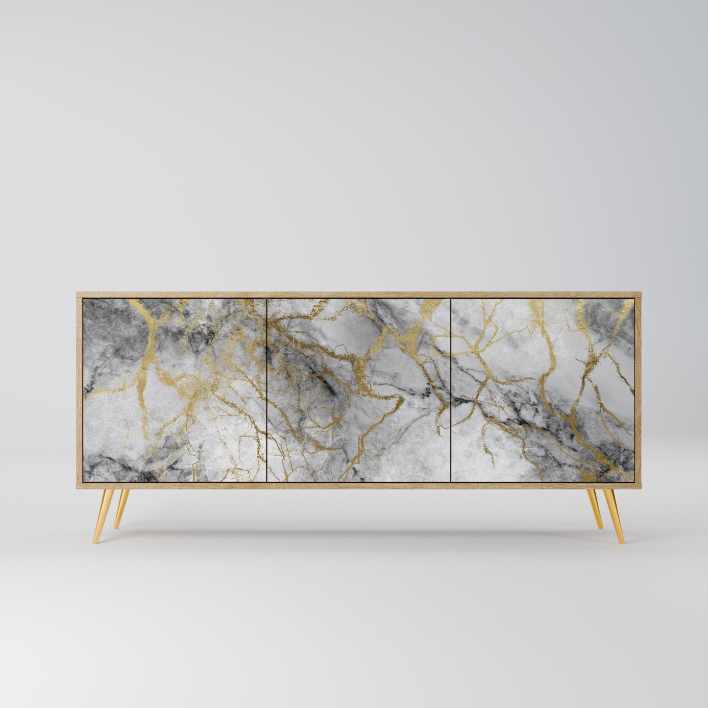 Credenza TIMELESS GLIDE a 3 ante in effetto rovere
