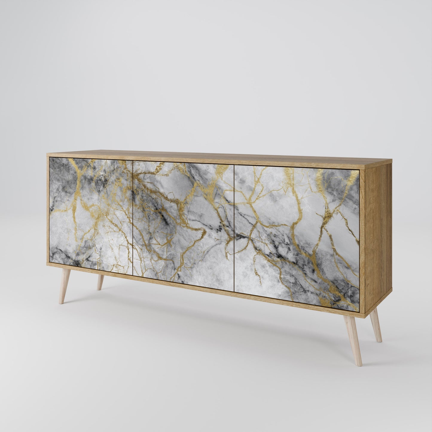 Credenza TIMELESS GLIDE a 3 ante in effetto rovere