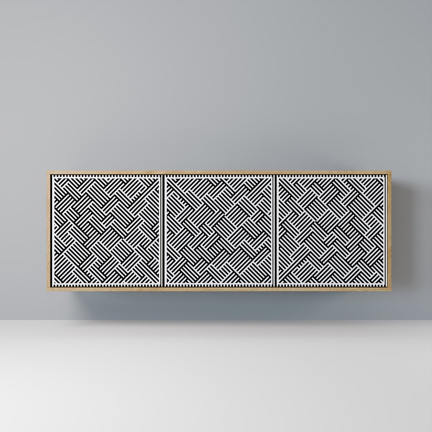 Credenza a 3 ante TEMPORARY SEQUENCE in effetto rovere