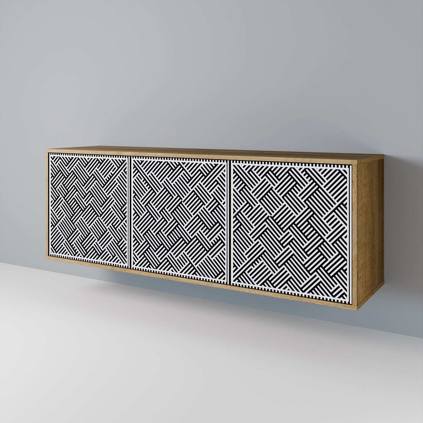 Credenza a 3 ante TEMPORARY SEQUENCE in effetto rovere