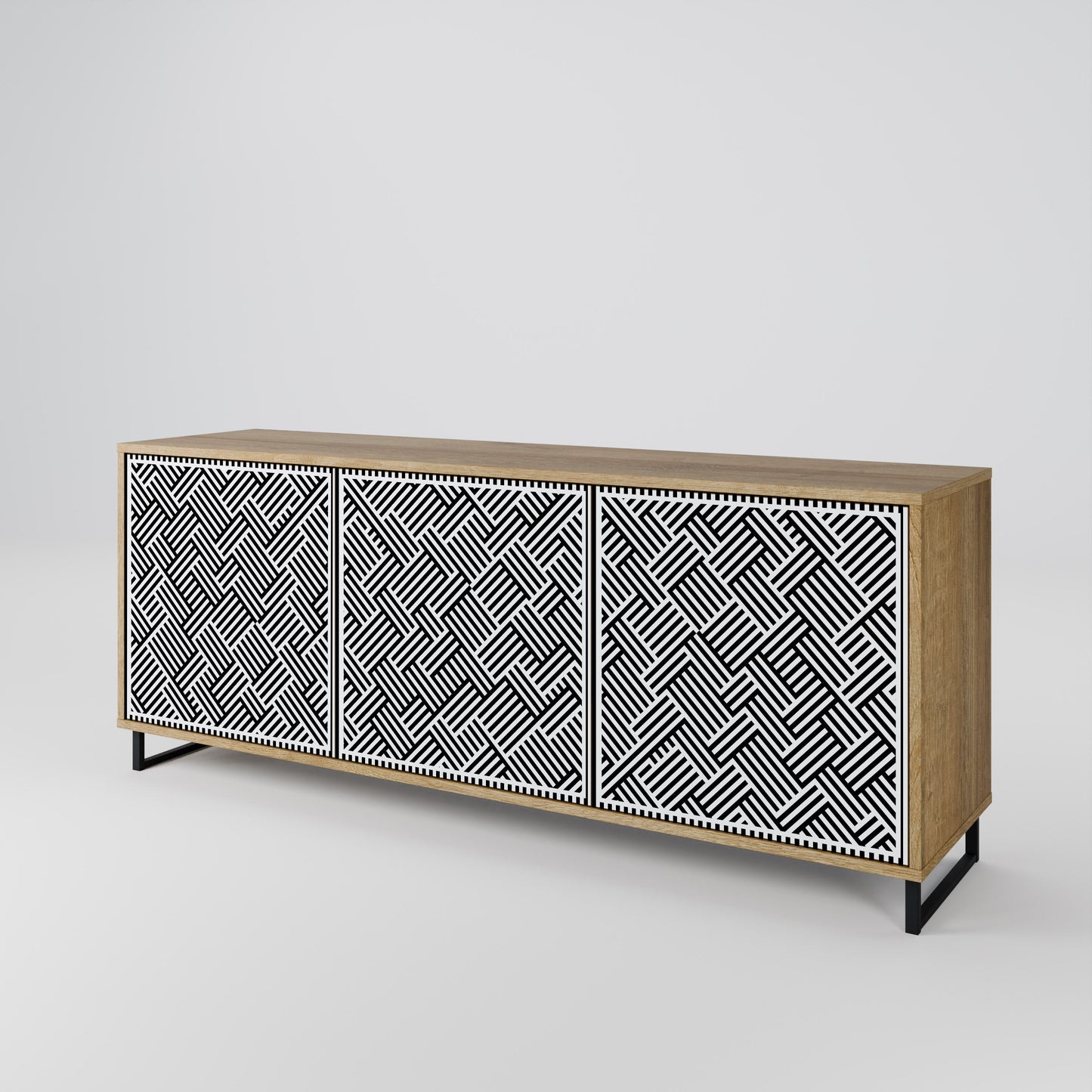 Credenza a 3 ante TEMPORARY SEQUENCE in effetto rovere