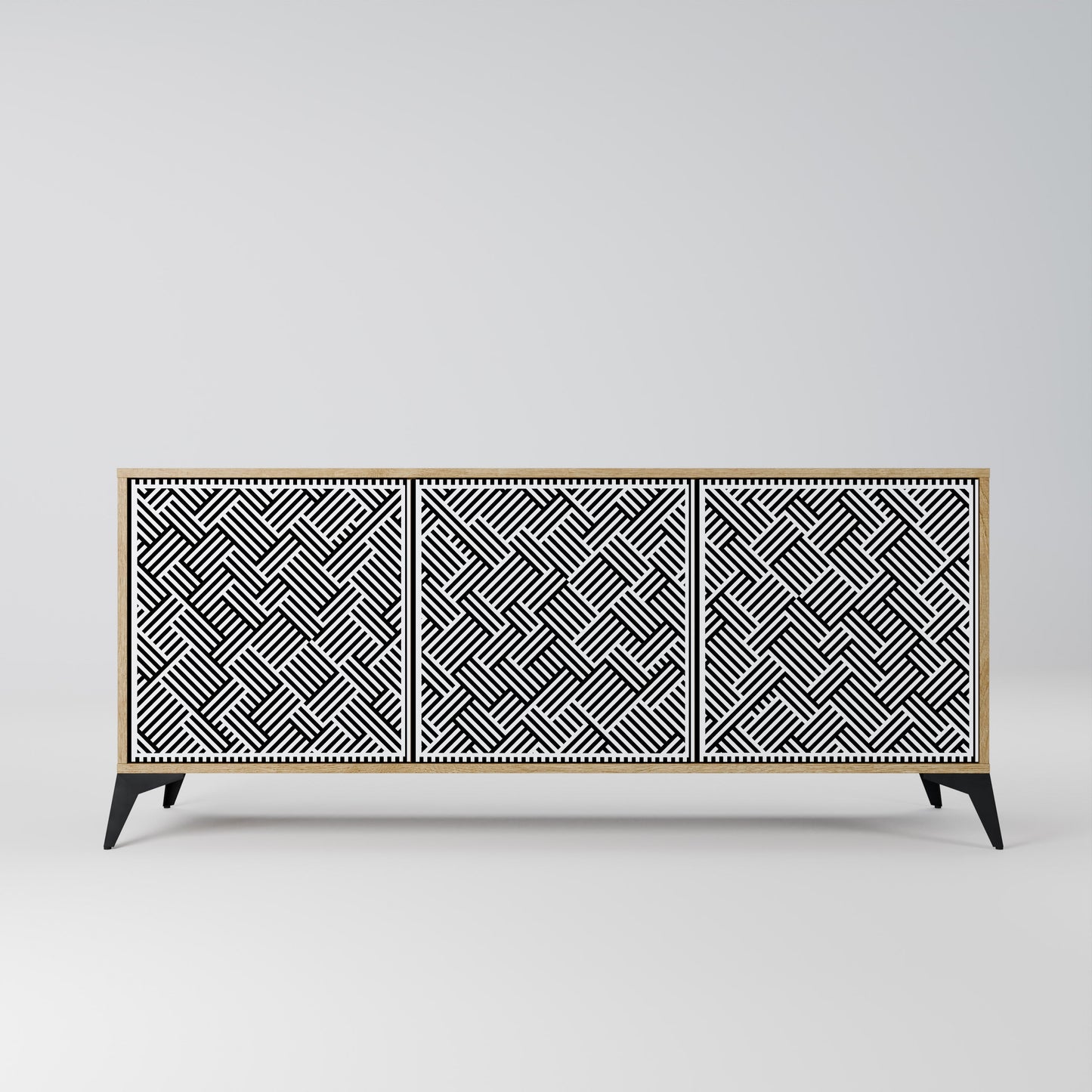 Credenza a 3 ante TEMPORARY SEQUENCE in effetto rovere