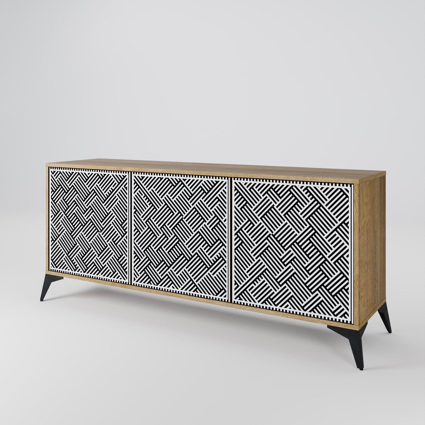 Credenza a 3 ante TEMPORARY SEQUENCE in effetto rovere