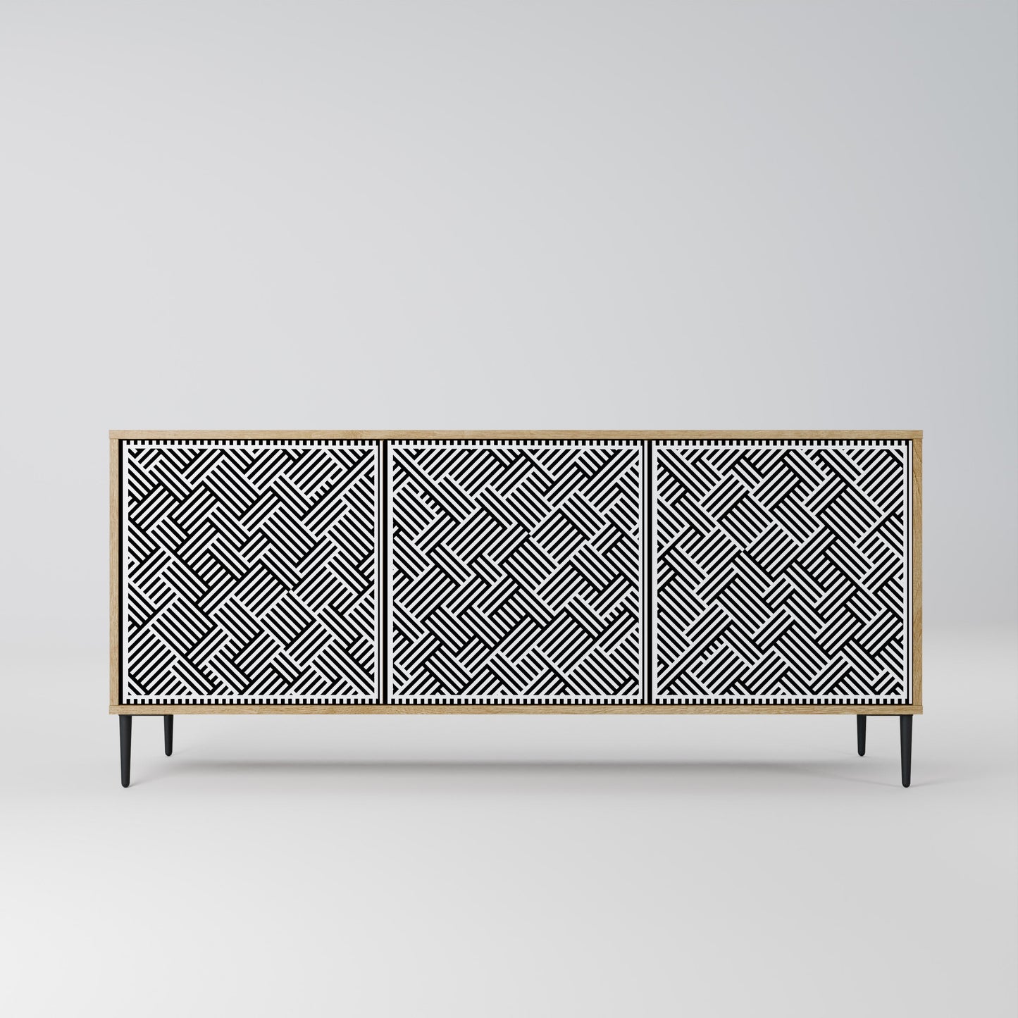 Credenza a 3 ante TEMPORARY SEQUENCE in effetto rovere