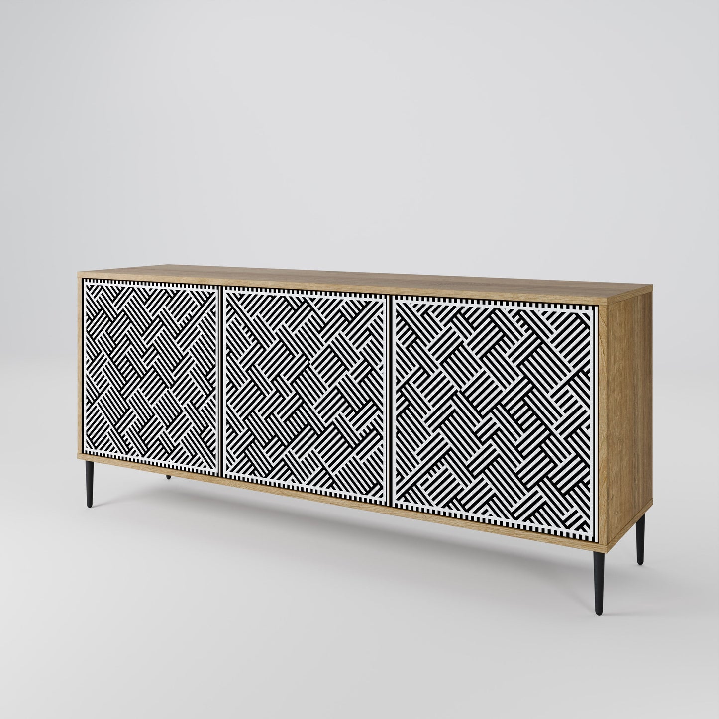 Credenza a 3 ante TEMPORARY SEQUENCE in effetto rovere