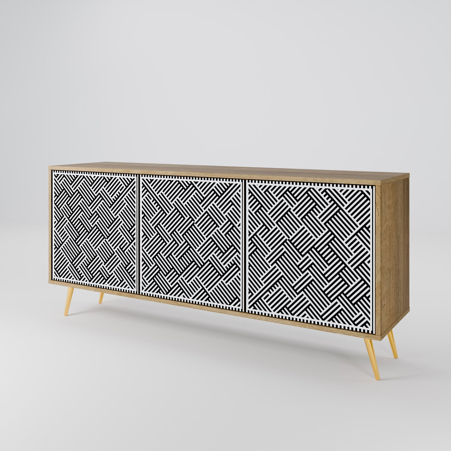 Credenza a 3 ante TEMPORARY SEQUENCE in effetto rovere