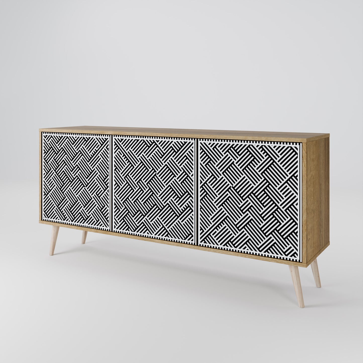 Credenza a 3 ante TEMPORARY SEQUENCE in effetto rovere