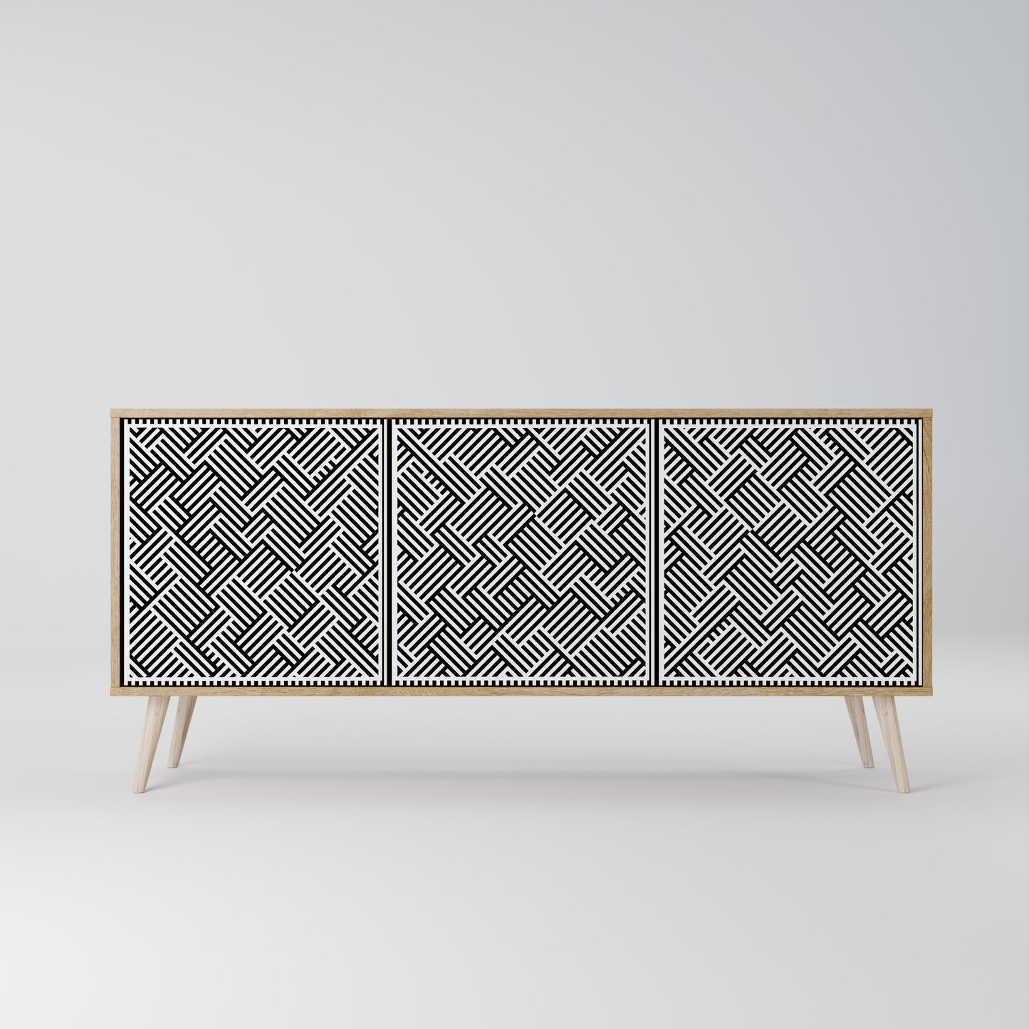 Credenza a 3 ante TEMPORARY SEQUENCE in effetto rovere
