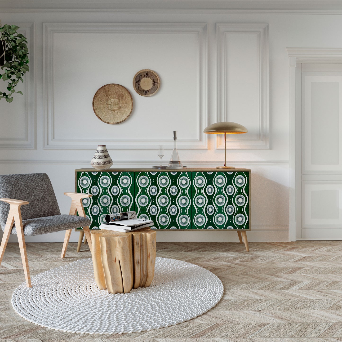 Credenza a 3 ante GREEN EYES effetto rovere