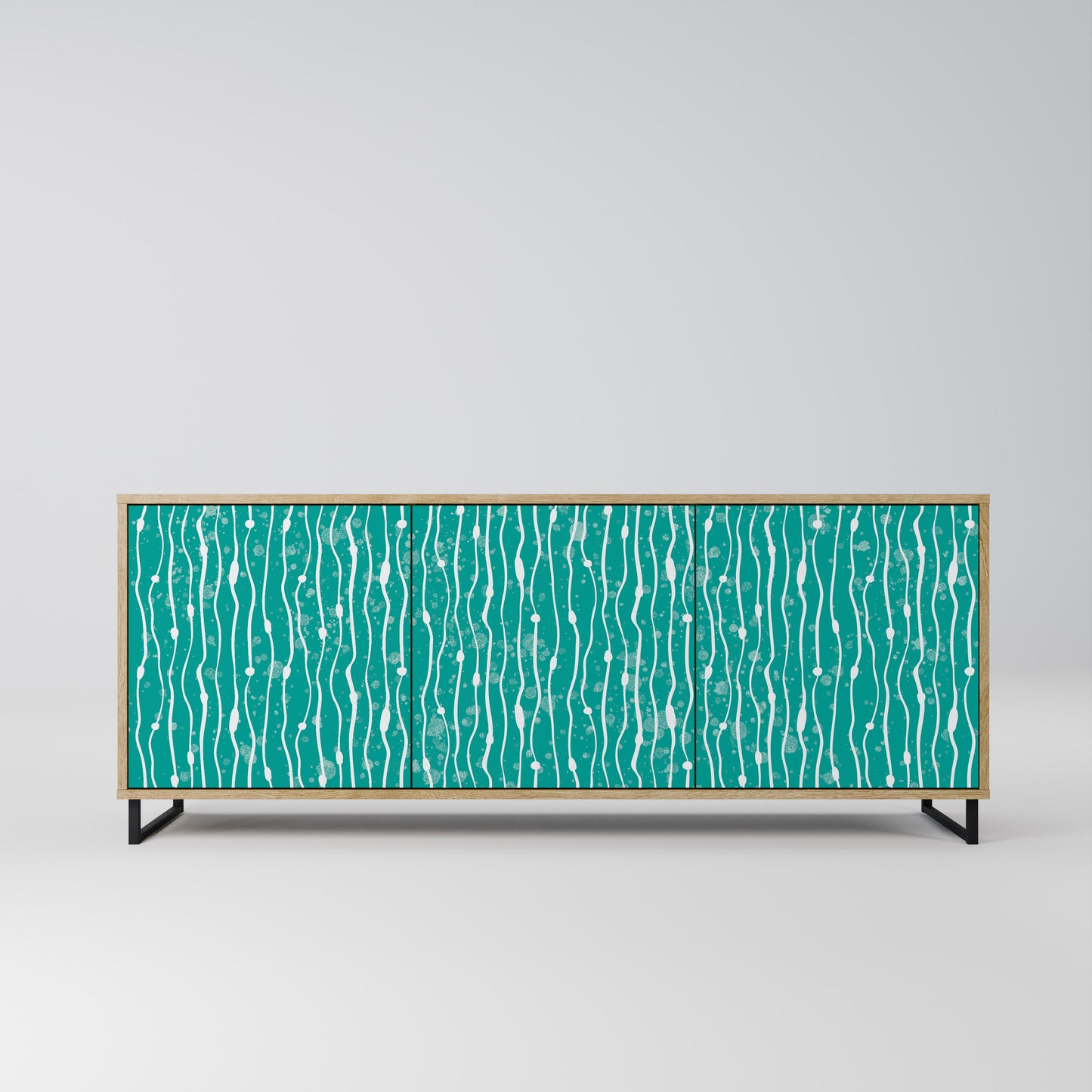 TURQUOISE RAIN 3-Door Sideboard in Oak Effect