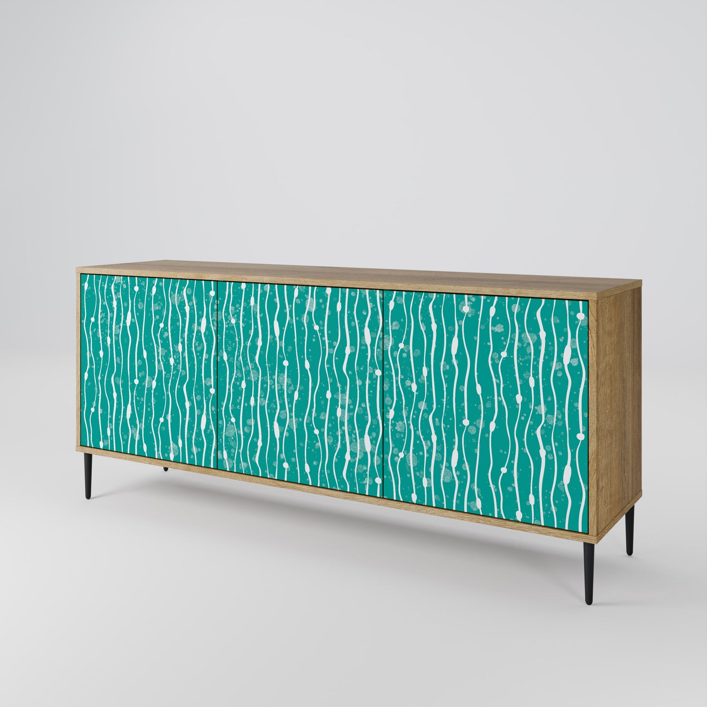 TURQUOISE RAIN 3-Door Sideboard in Oak Effect
