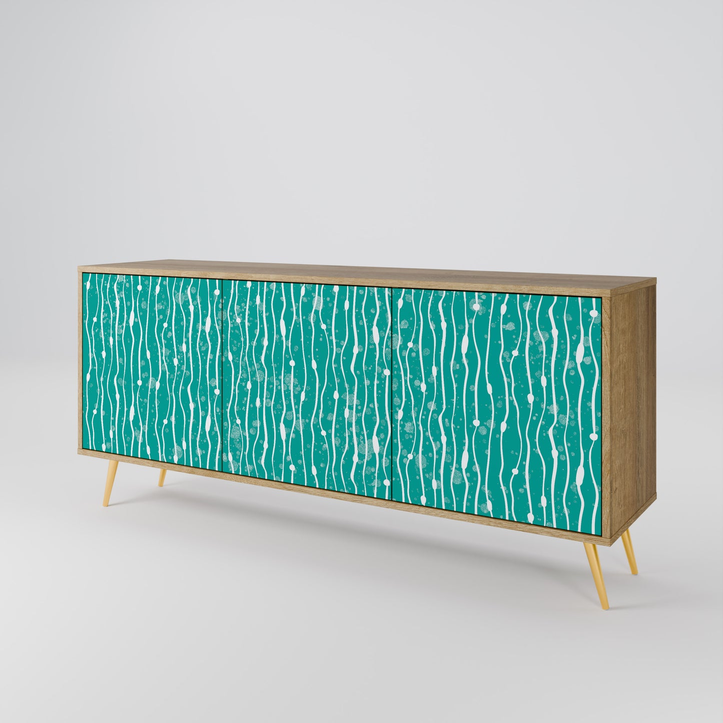 TURQUOISE RAIN 3-Door Sideboard in Oak Effect