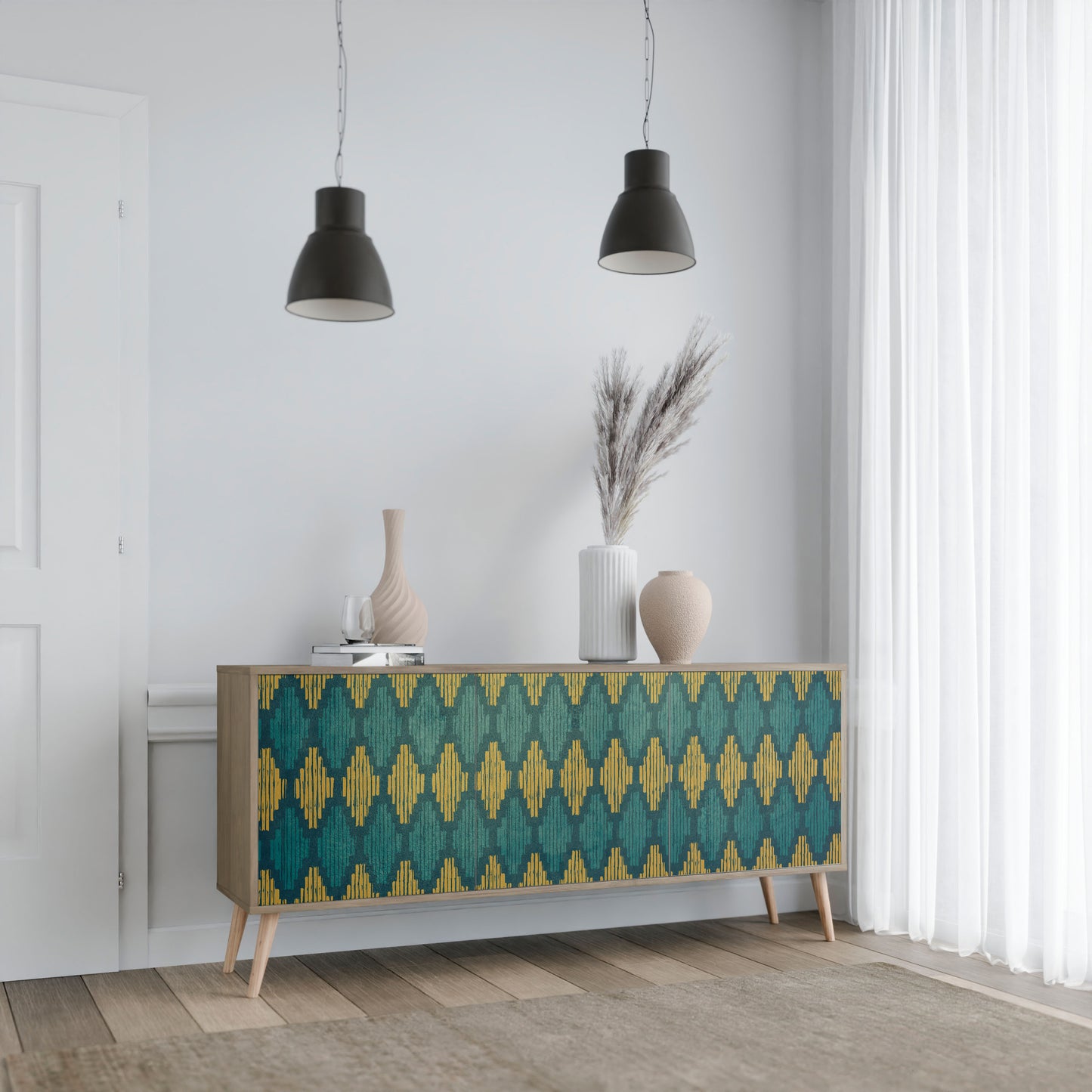 POLYGONS 3-Door Sideboard in Oak Effect