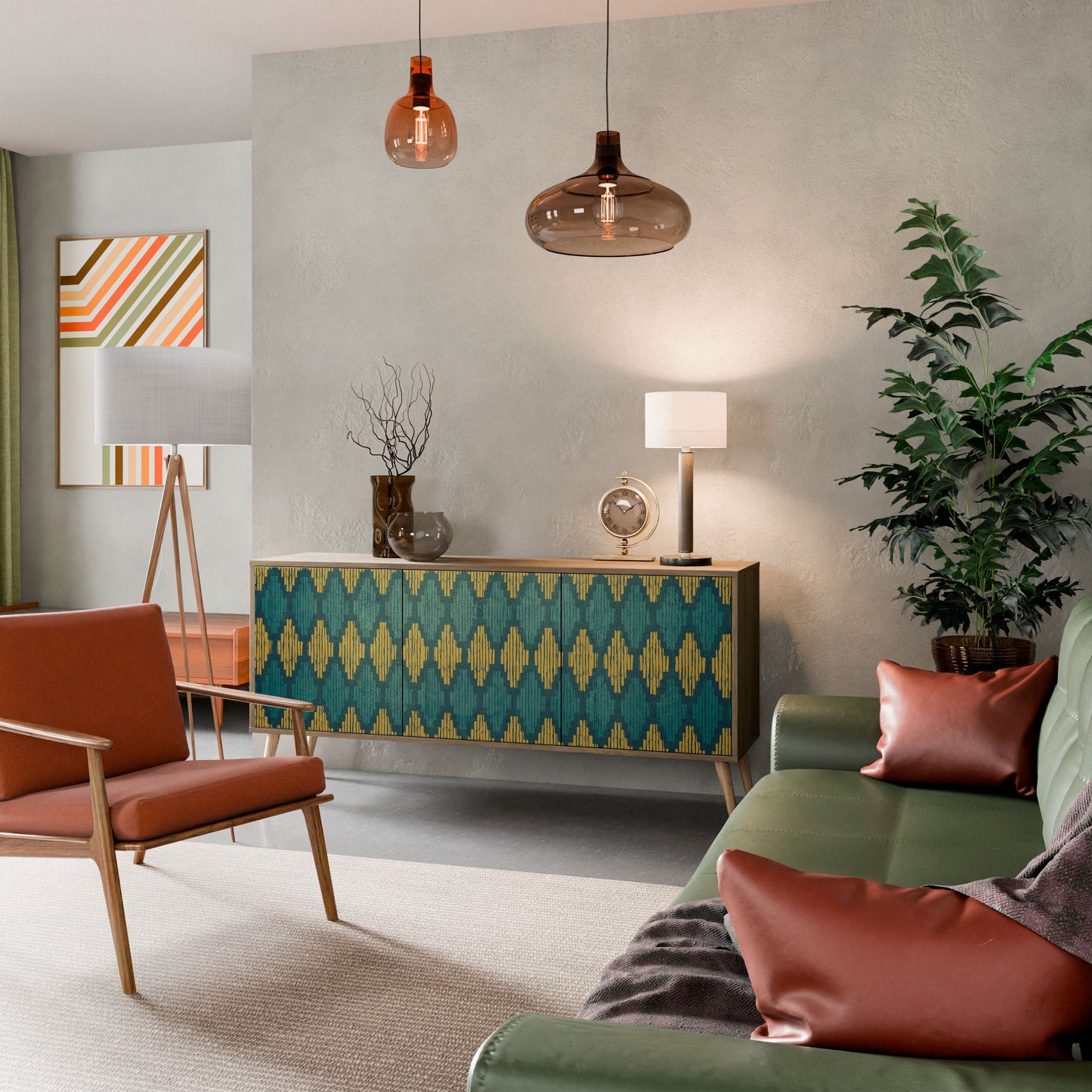 POLYGONS 3-Door Sideboard in Oak Effect