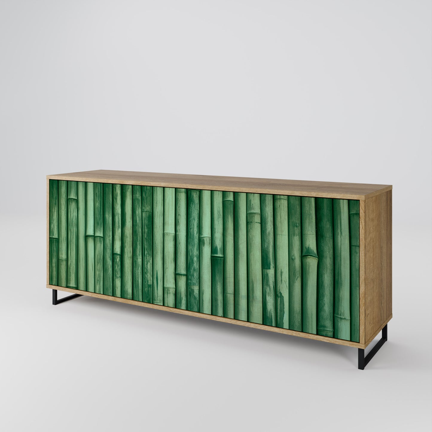 NATURAL GREEN 3-Door Sideboard in Oak Effect