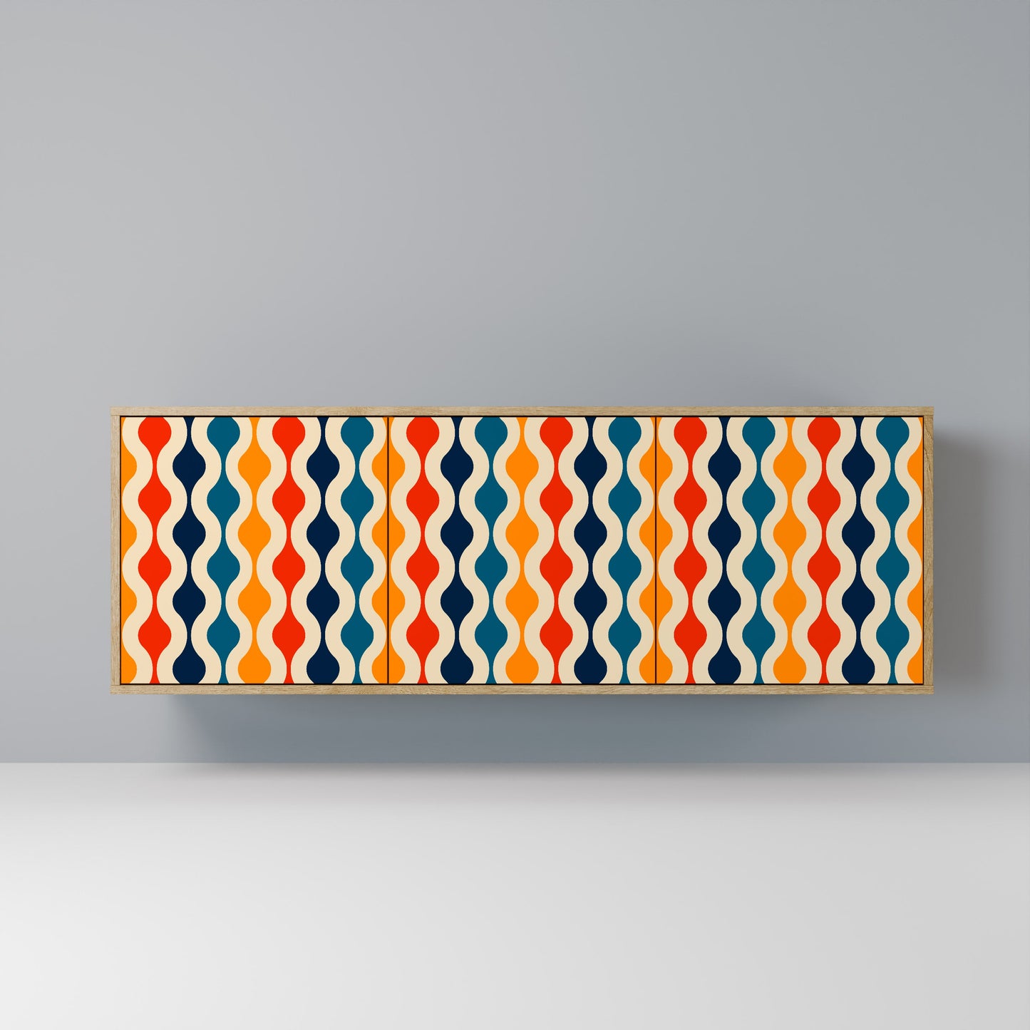 Credenza a 3 ante COLORFUL NOSTALGIA in effetto rovere