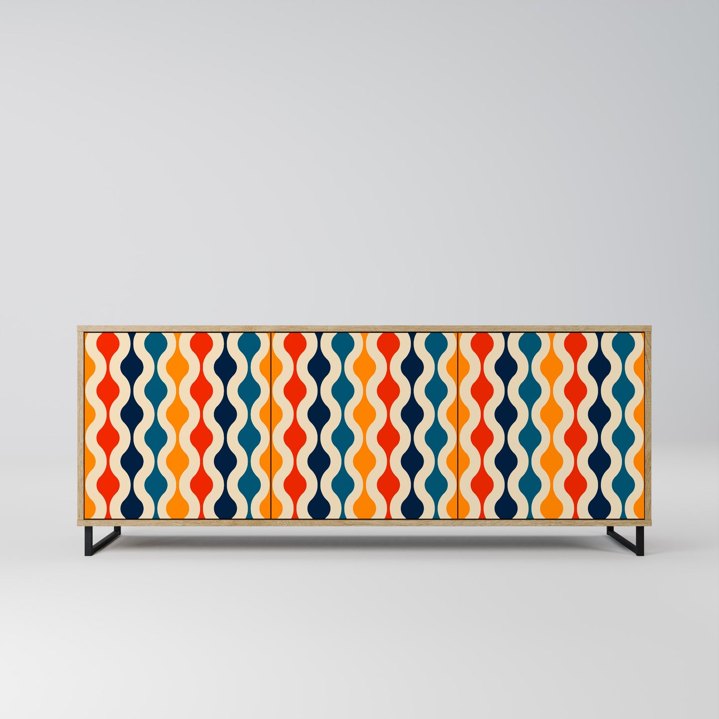 Credenza a 3 ante COLORFUL NOSTALGIA in effetto rovere